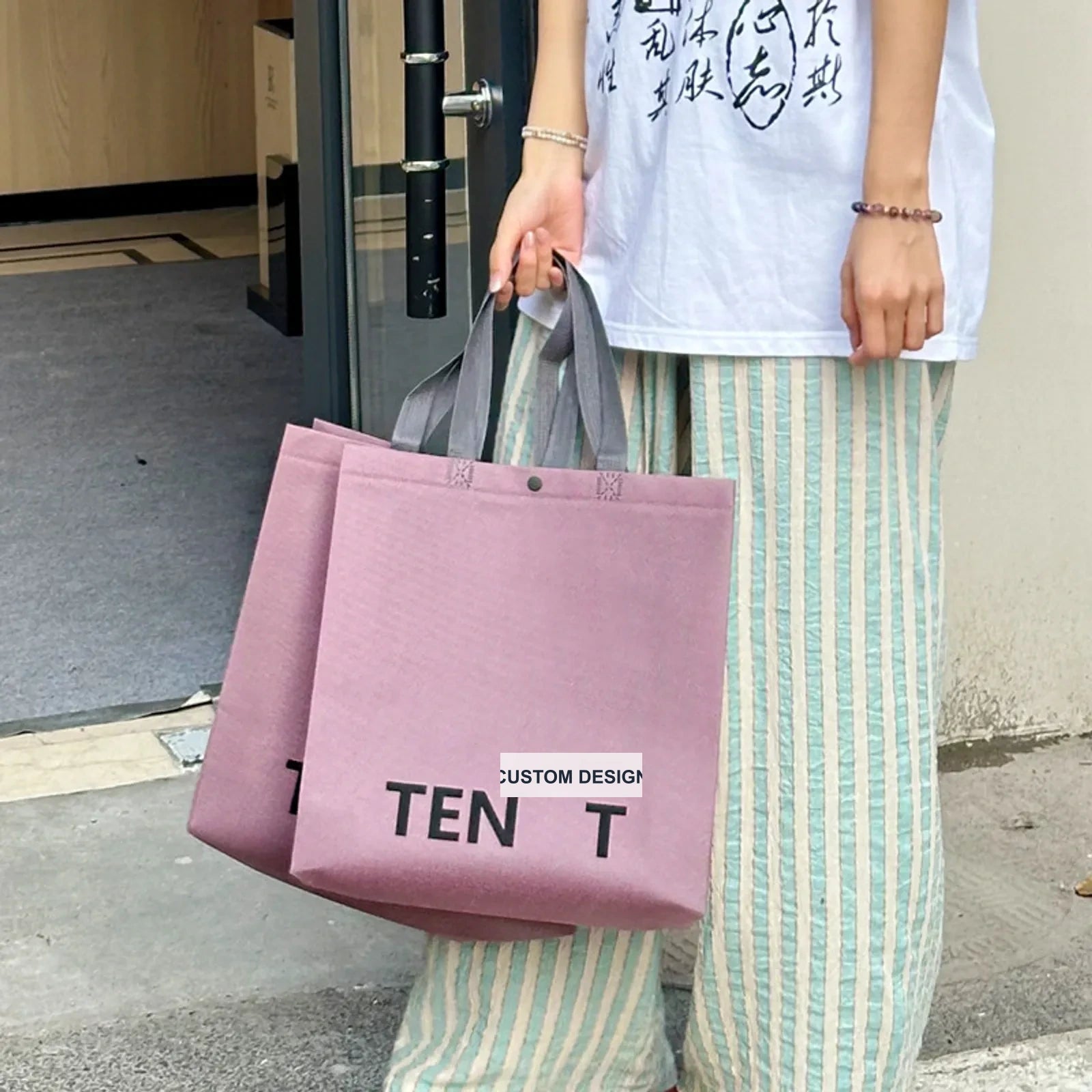 Snap-Closure Non-Woven Tote Bags — 3 Styles product view 2
