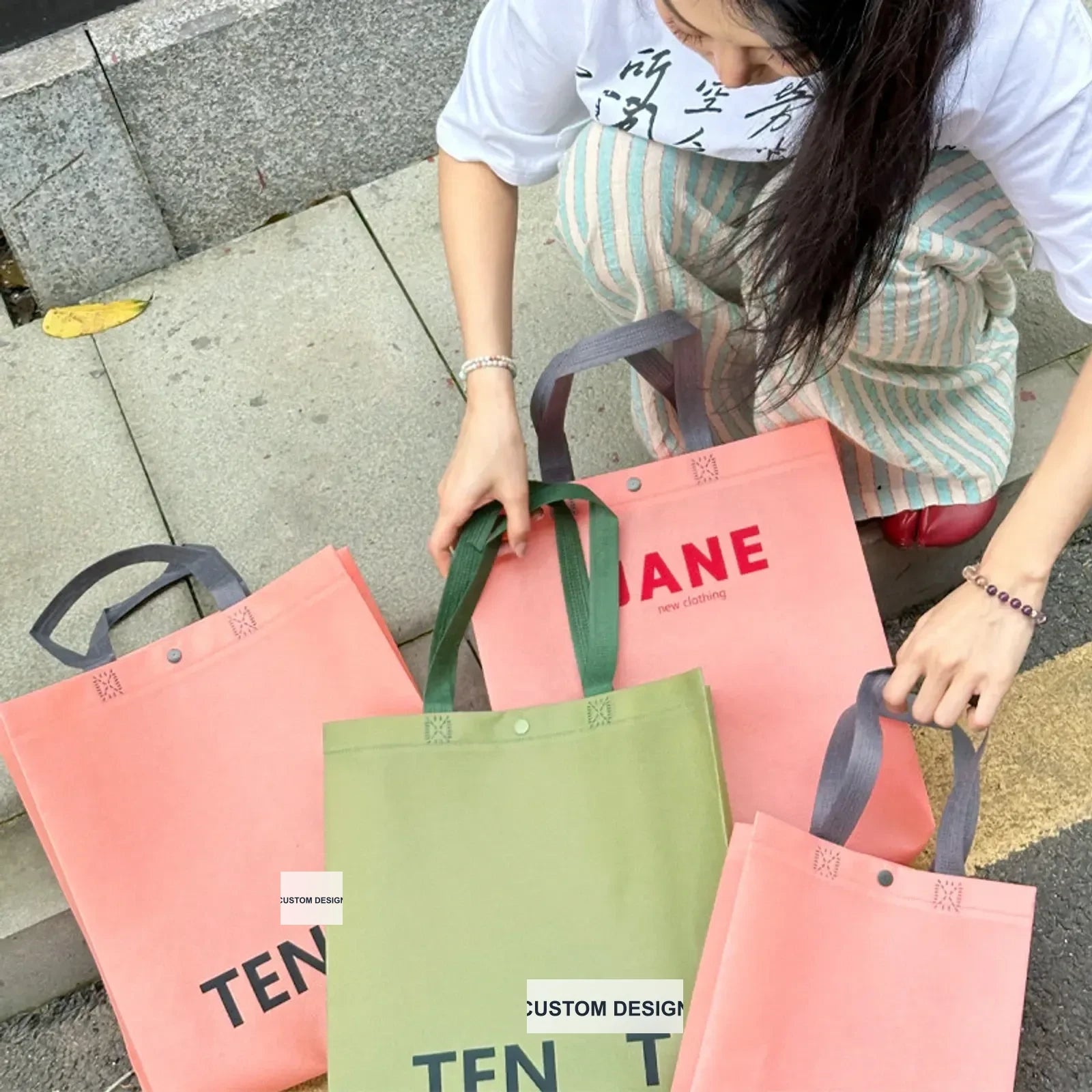 Snap-Closure Non-Woven Tote Bags — 3 Styles product view 3