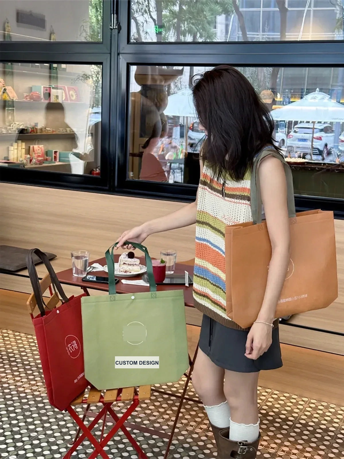 Snap-Closure Non-Woven Tote Bags — 4 Styles product view 1