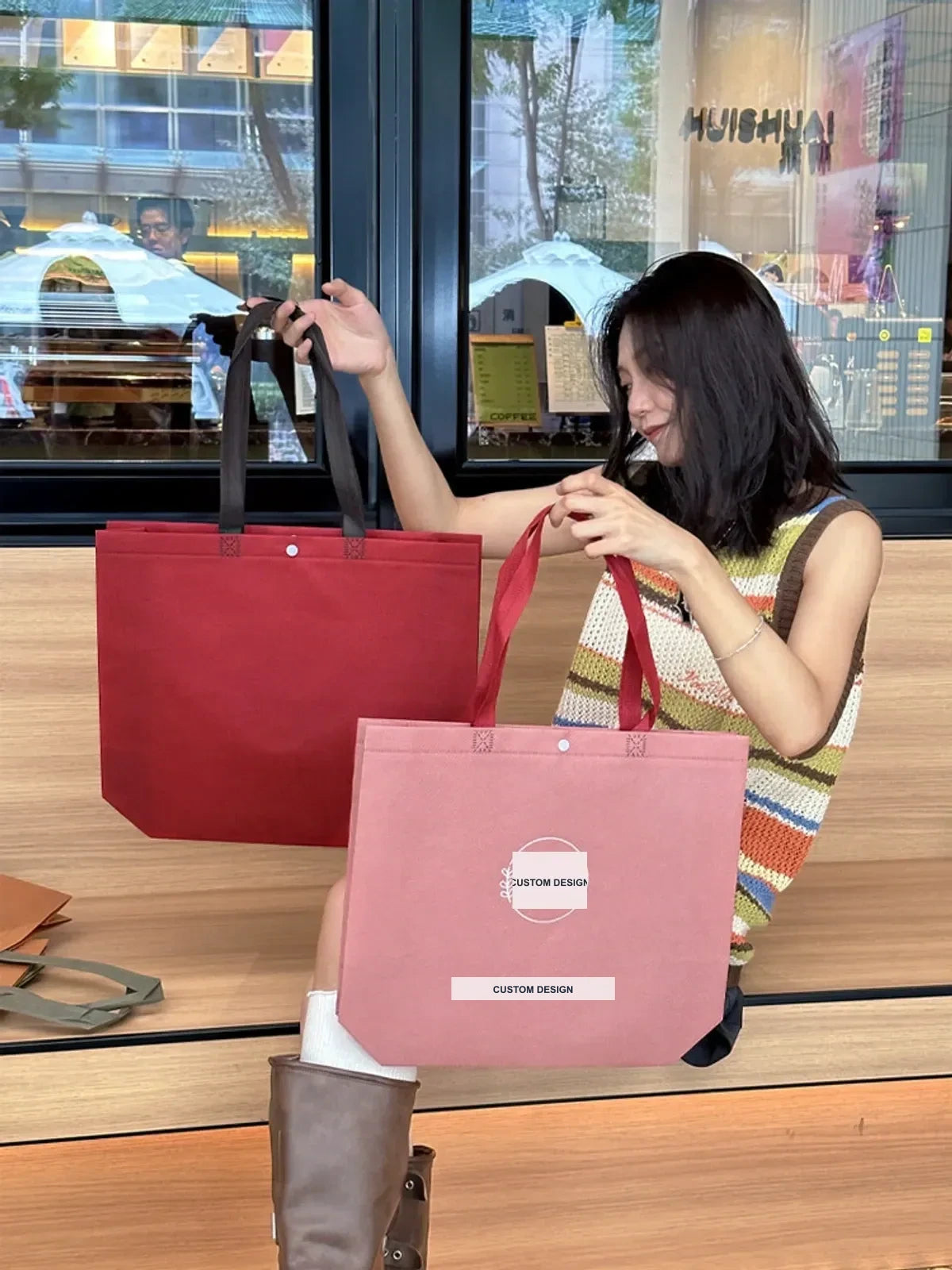 Snap-Closure Non-Woven Tote Bags — 4 Styles product view 4