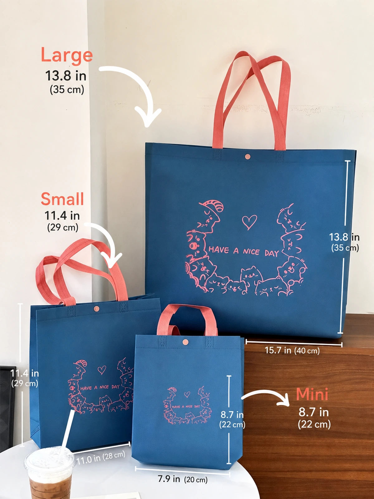 Snap-Closure Non-Woven Tote Bags — 6 Styles product view 3