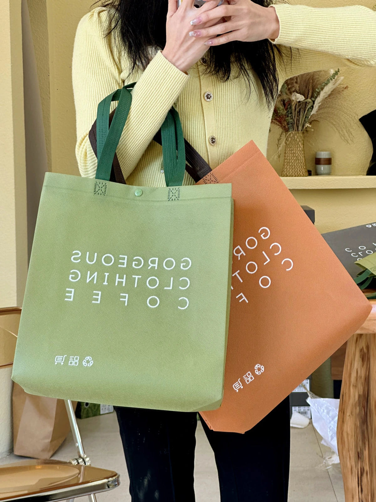 Snap-Closure Non-Woven Tote Bags — 8 Styles product view 1