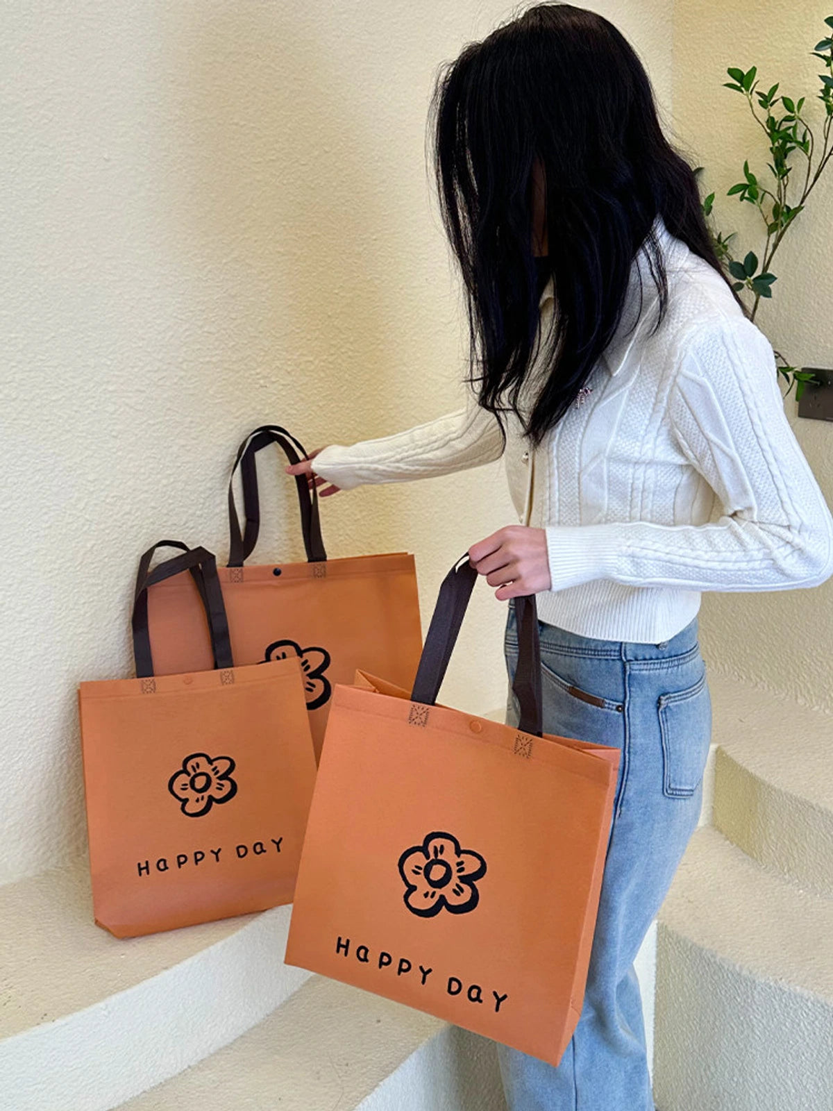 Snap-Closure Non-Woven Tote Bags — 8 Styles product view 2