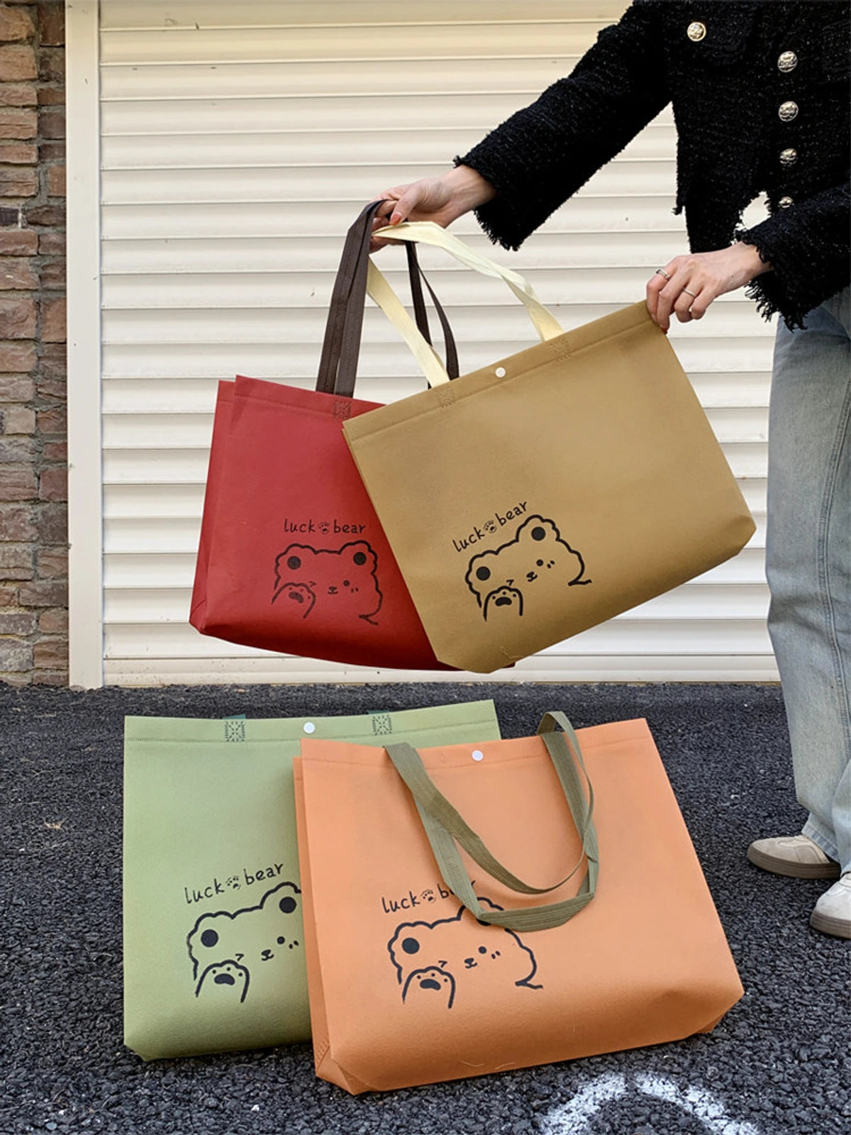 Snap-Closure Non-Woven Tote Bags — 8 Styles product view 2