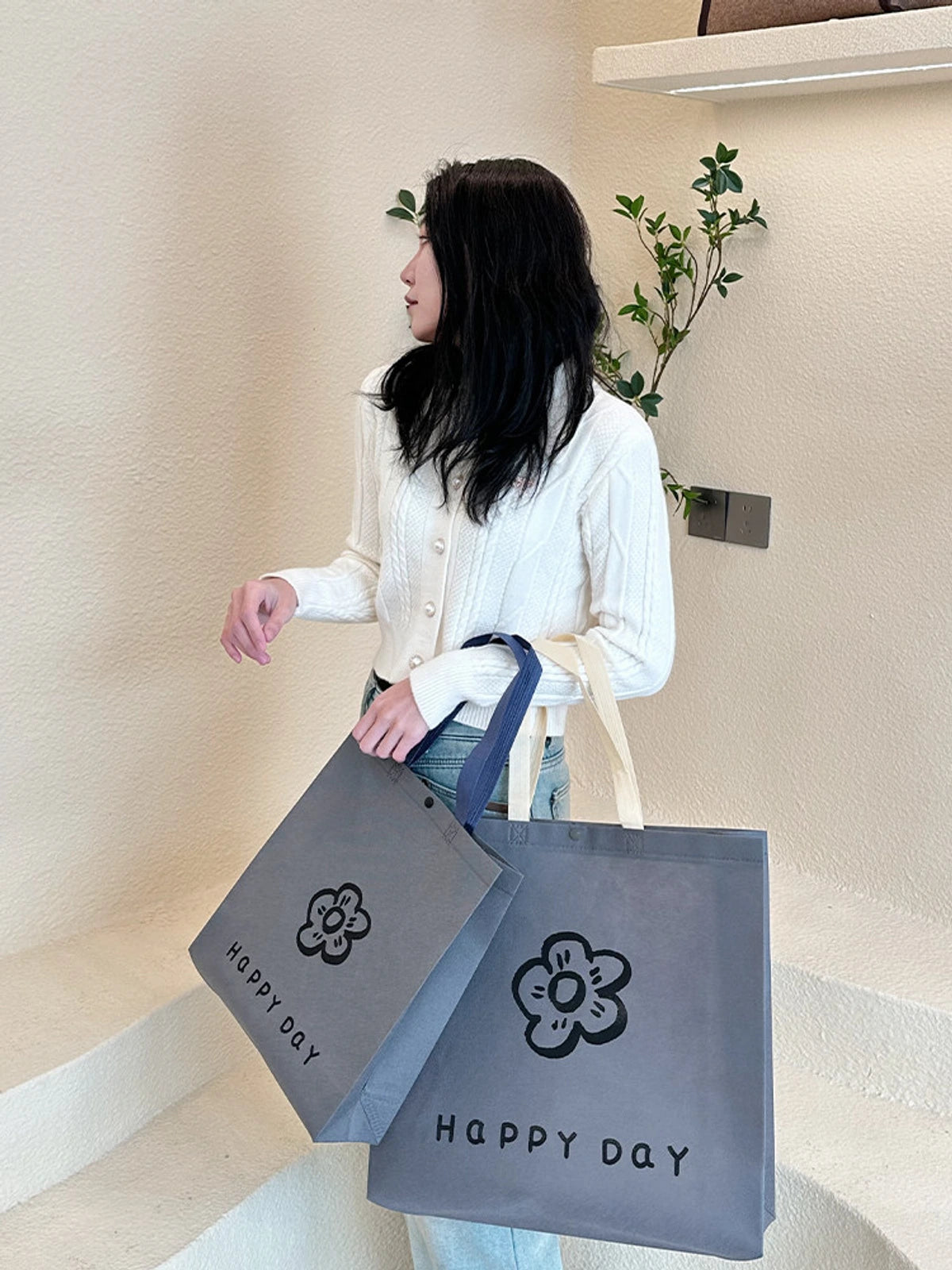 Snap-Closure Non-Woven Tote Bags — 8 Styles product view 4