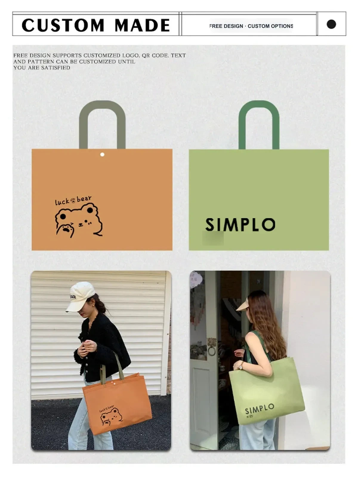 Snap-Closure Non-Woven Tote Bags — 8 Styles product view 5
