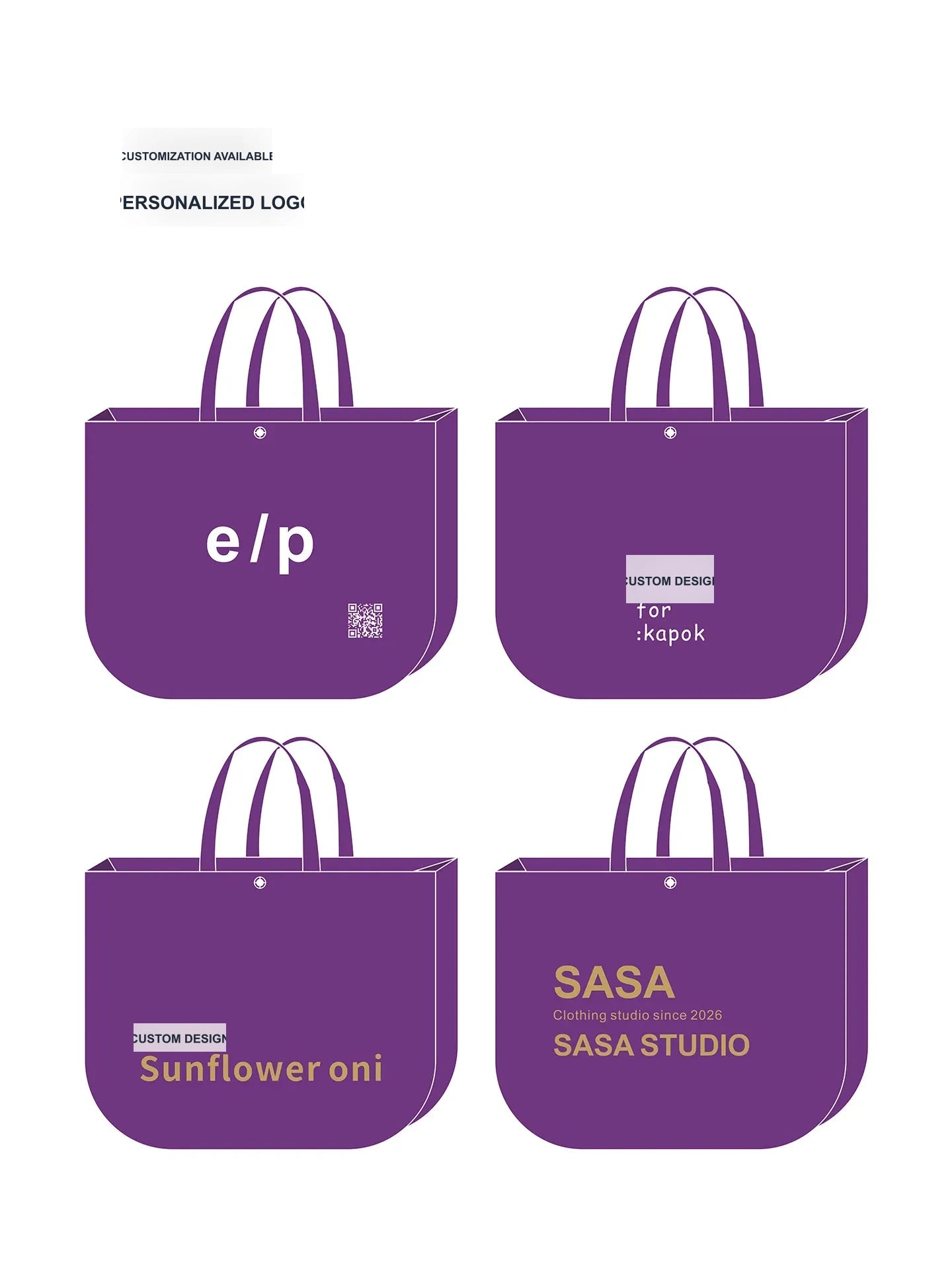 Snap-Closure Purple Non-Woven Tote Bags — 2 Styles product view 4