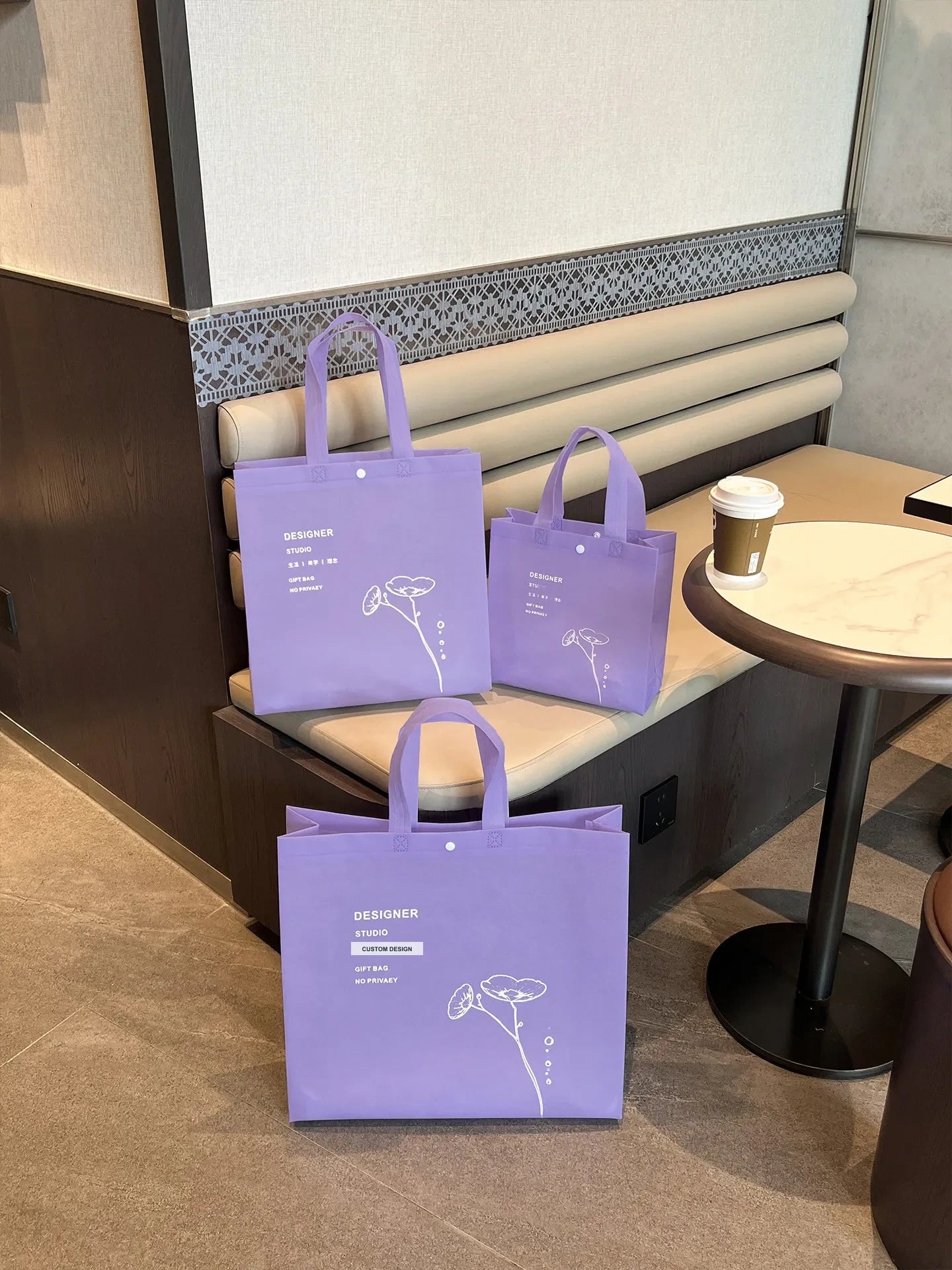 Snap-Closure Purple Non-Woven Tote Bags — 5 Styles product view 5