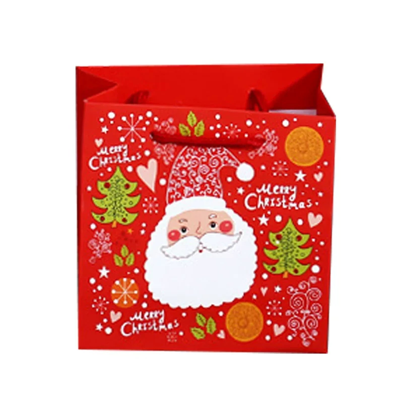 Square-Profile White Cardstock Christmas Gift Bags – product view