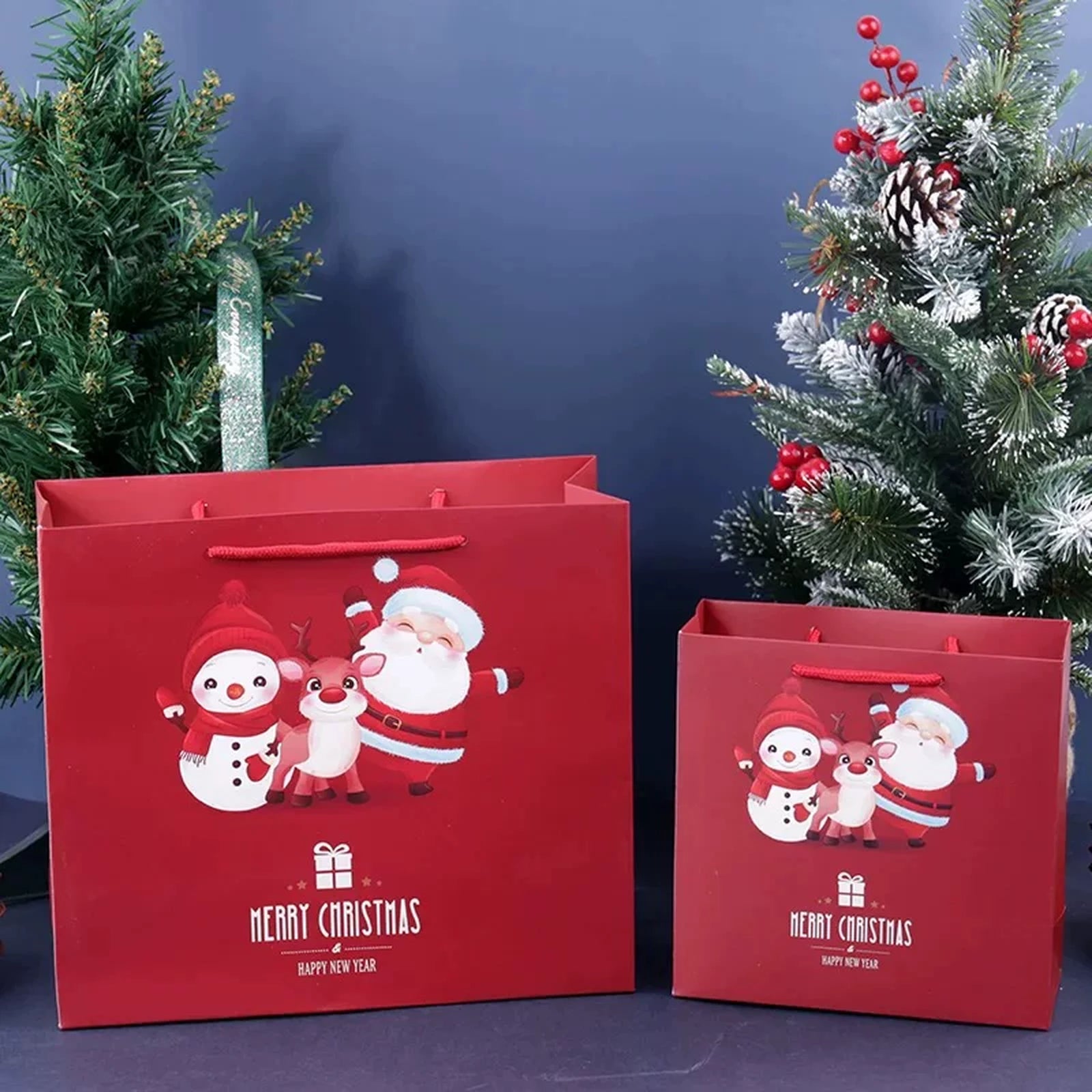 Square-Profile White Cardstock Christmas Gift Bags – ready-stock variant