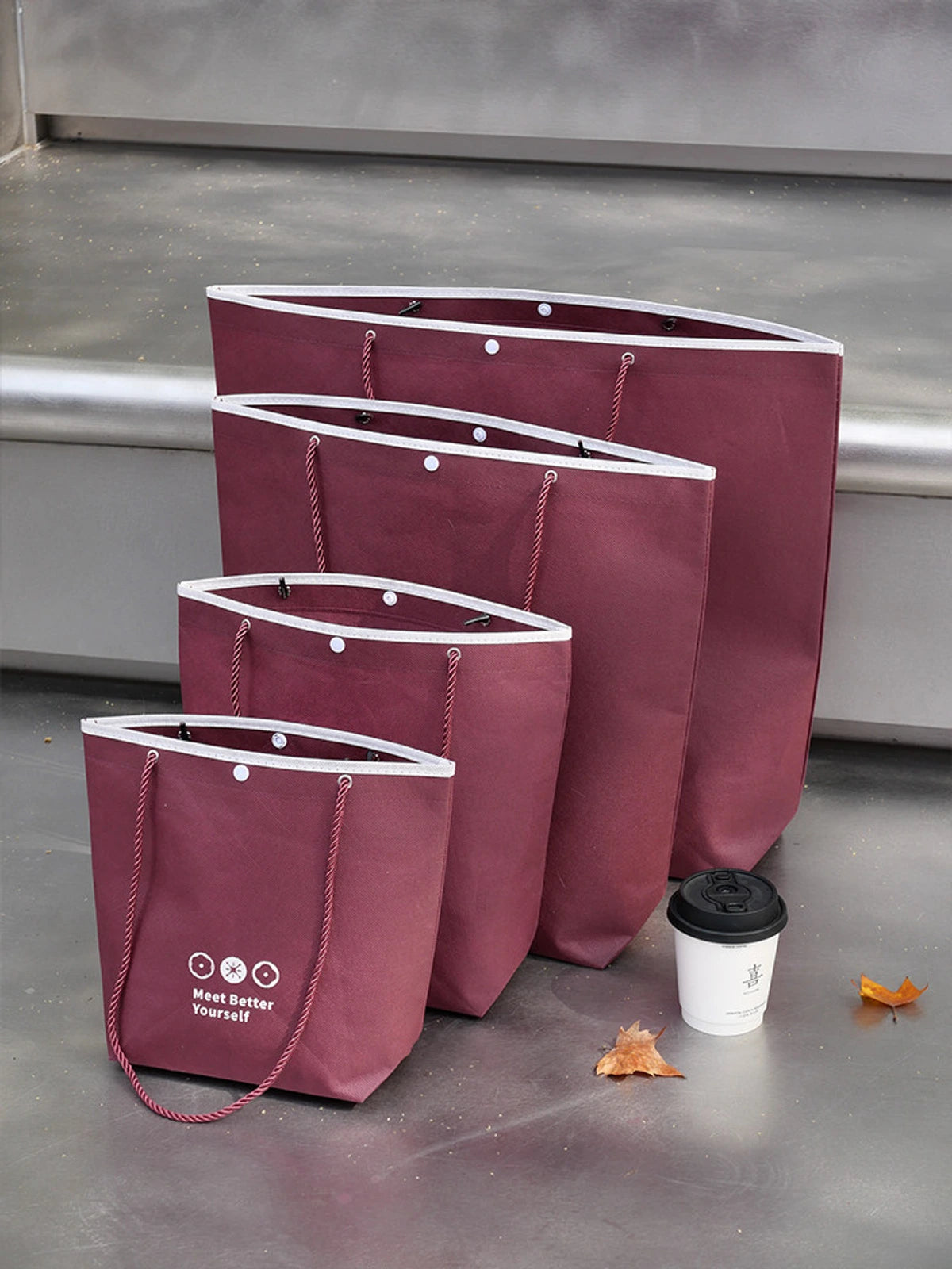 Stitched Ancora-Red Non-Woven Tote Bags — 7 Styles product view 5