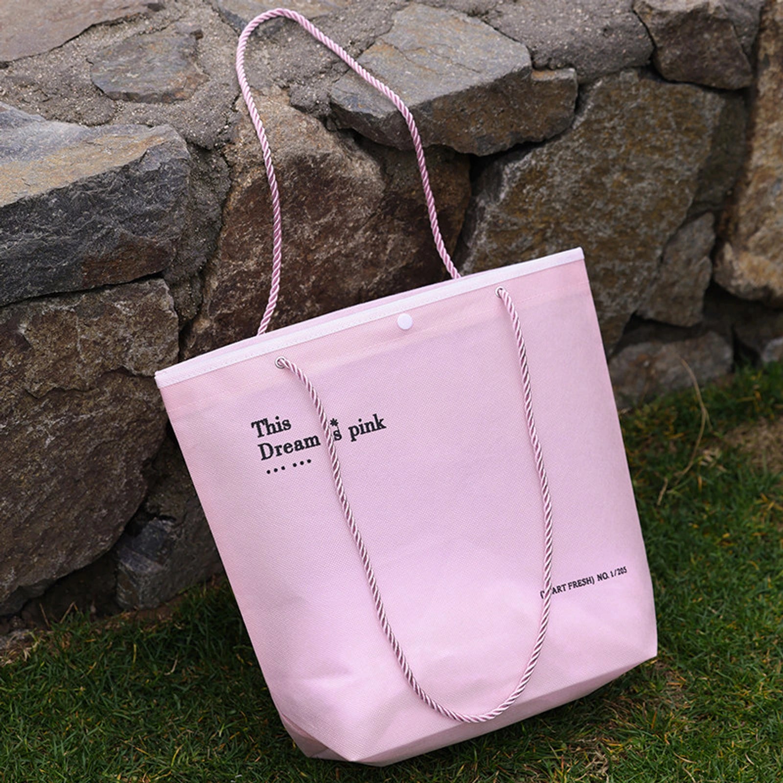 Stitched Ancora-Red Non-Woven Tote Bags — 7 Styles — Inverted Trapezoid — Sakura Pink