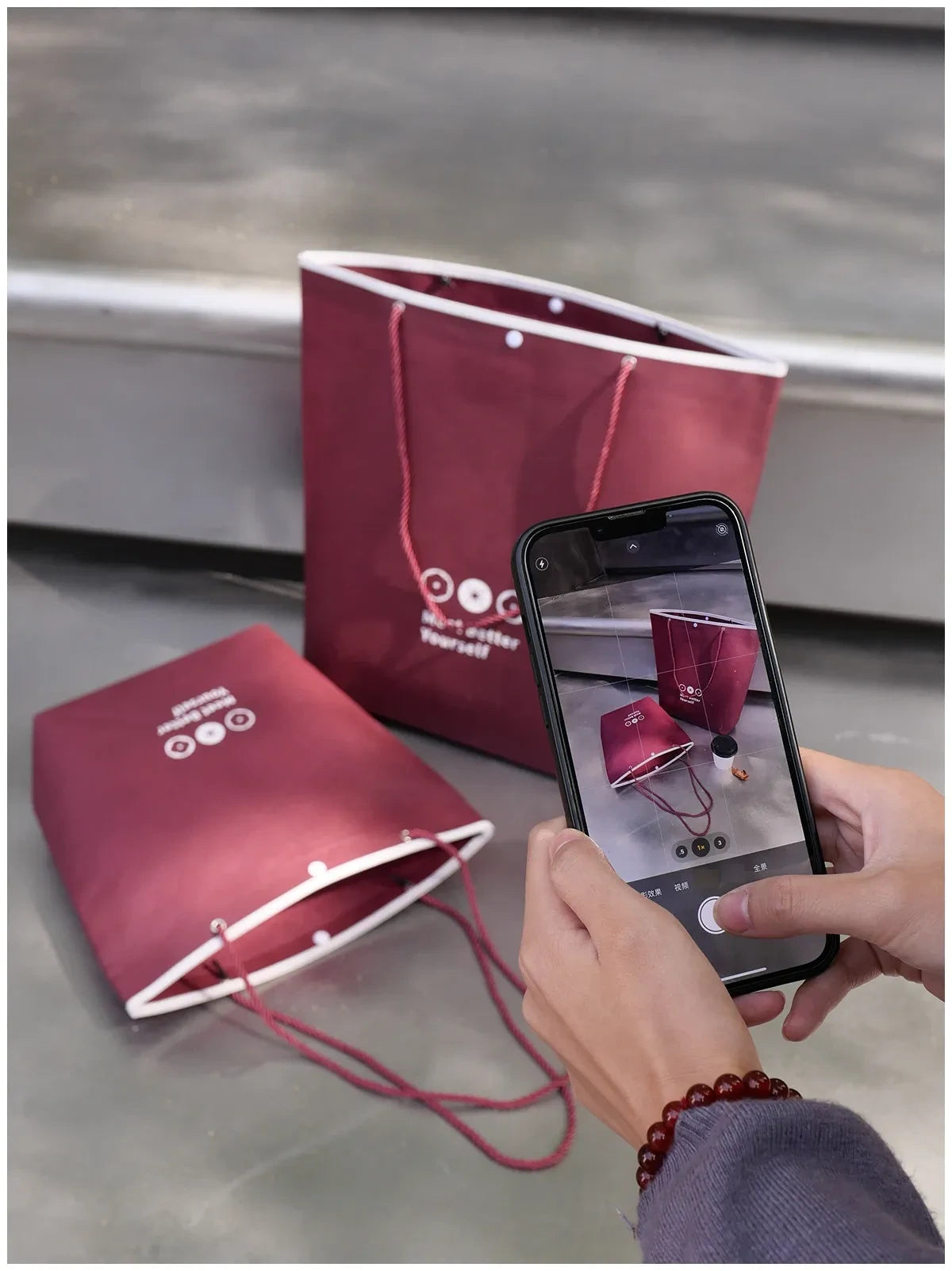 Stitched Non-Woven Garment Packaging Bags — 7 Styles — Inverted Trapezoid — Ancora Red