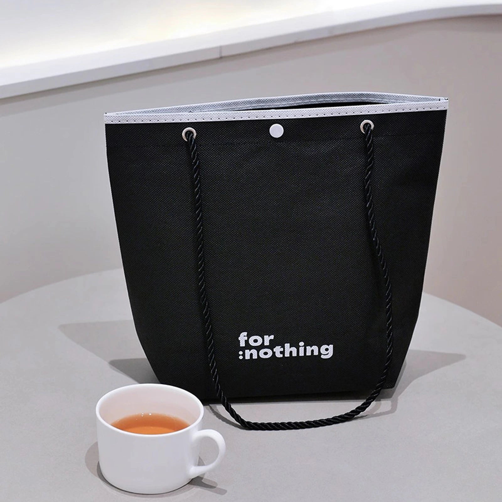 Stitched Non-Woven Garment Packaging Bags — 7 Styles — Inverted Trapezoid — Black