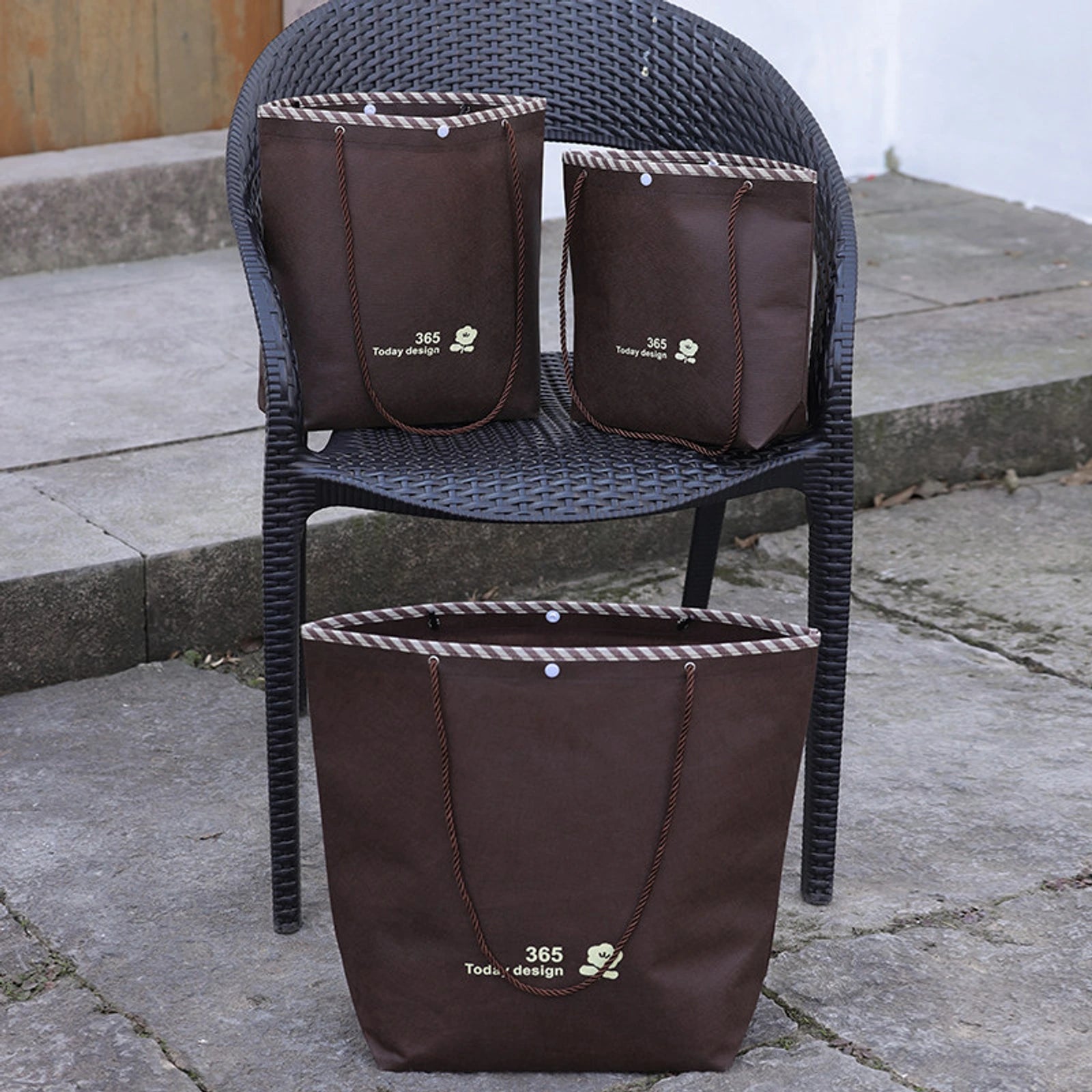Stitched Non-Woven Garment Packaging Bags — 7 Styles — Inverted Trapezoid — Coffee Brown