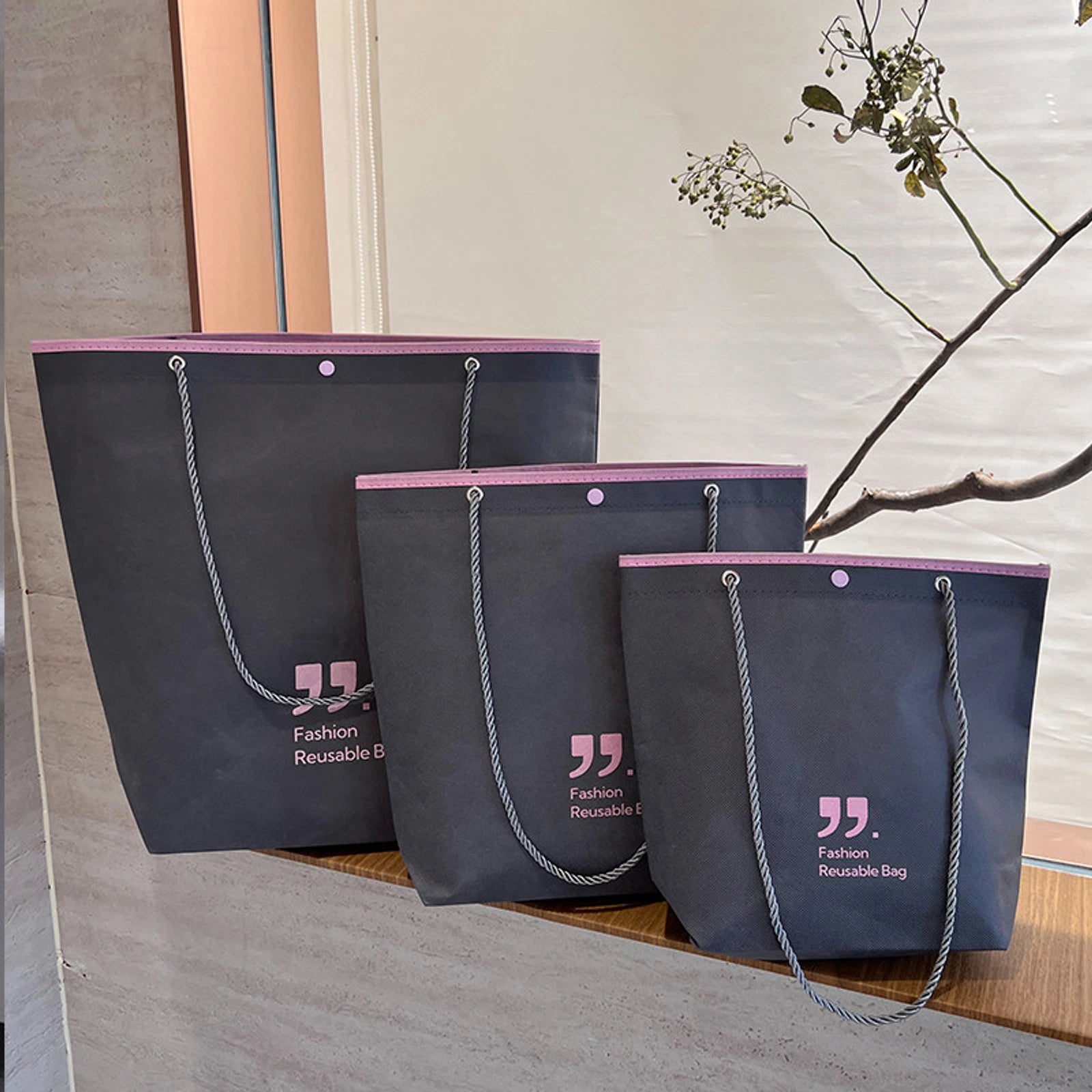 Stitched Non-Woven Garment Packaging Bags — 7 Styles — Inverted Trapezoid — Premium Gray