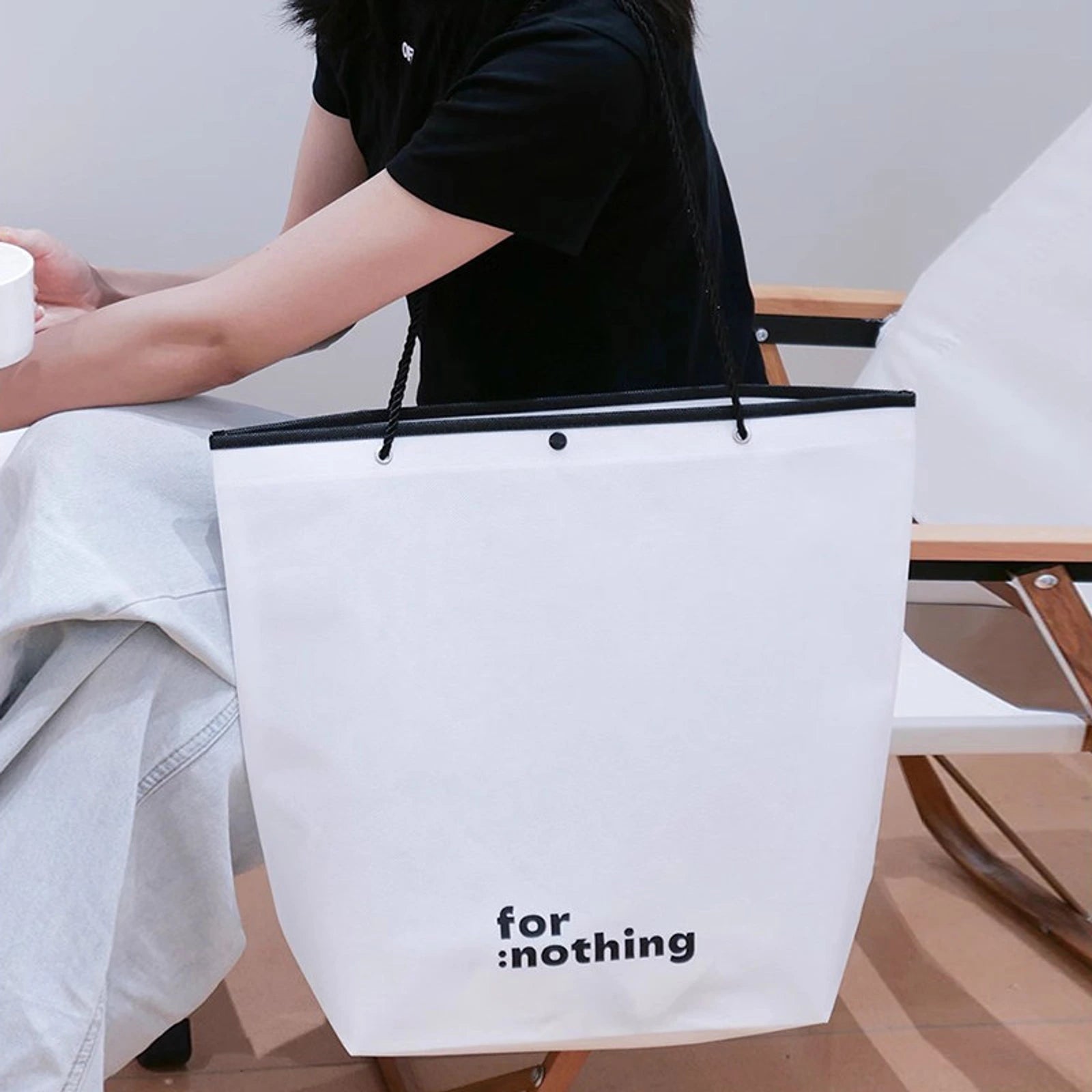 Stitched Non-Woven Garment Packaging Bags — 7 Styles — Inverted Trapezoid — White