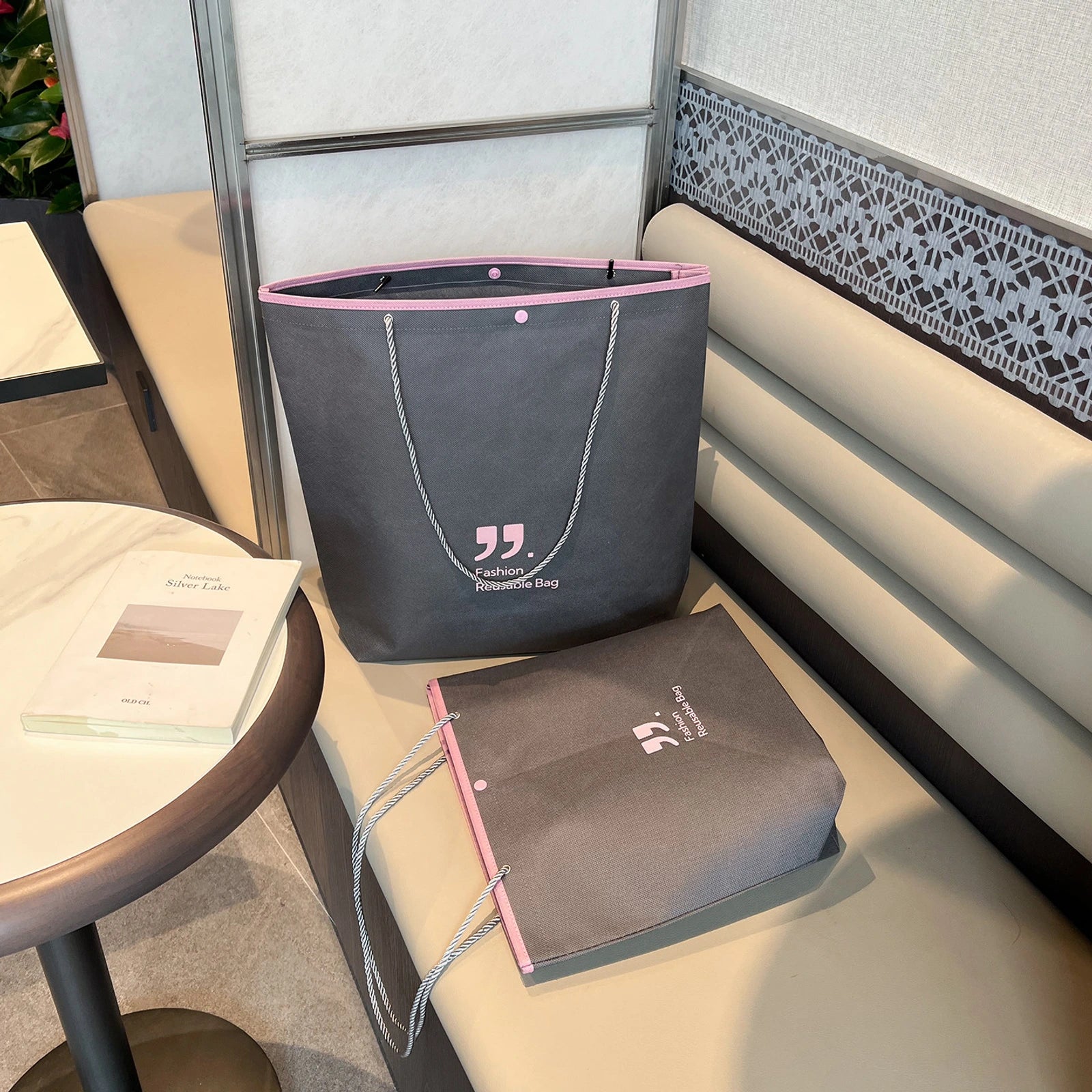 Stitched Non-Woven Tote Bags — 11 Styles — Inverted Trapezoid — Dusty Pink