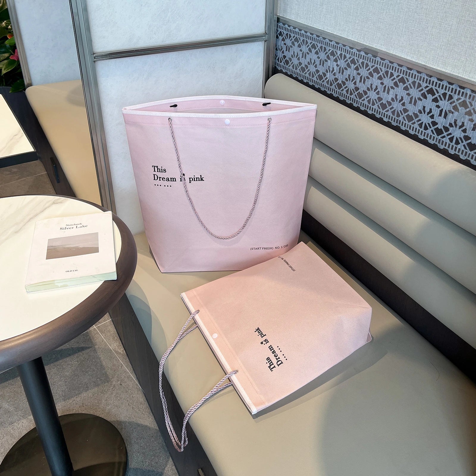 Stitched Non-Woven Tote Bags — 11 Styles — Inverted Trapezoid — Pink