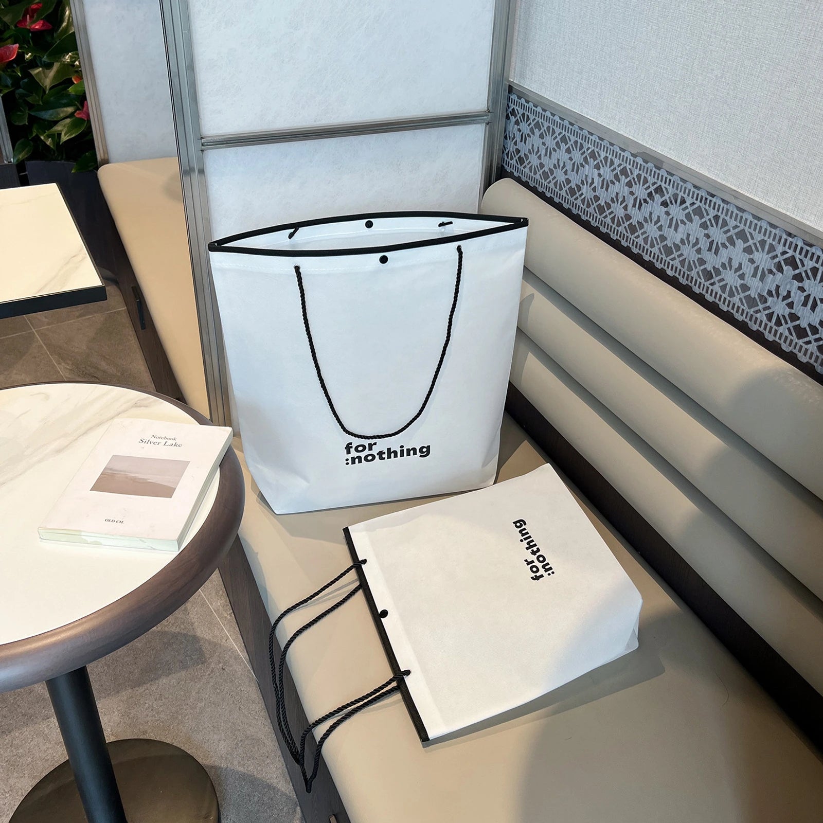 Stitched Non-Woven Tote Bags — 11 Styles — Inverted Trapezoid — White