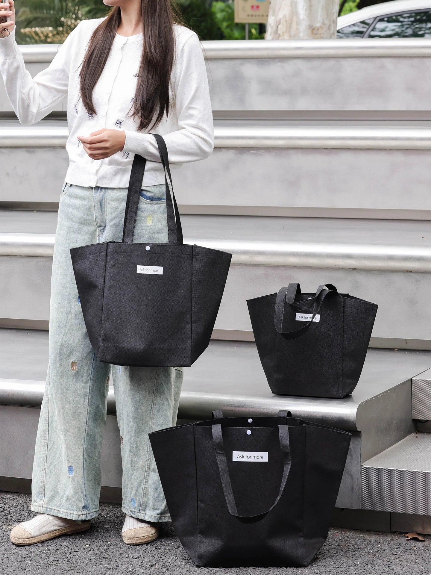 Stitched Non-Woven Tote Bags — 2 Styles product view 1