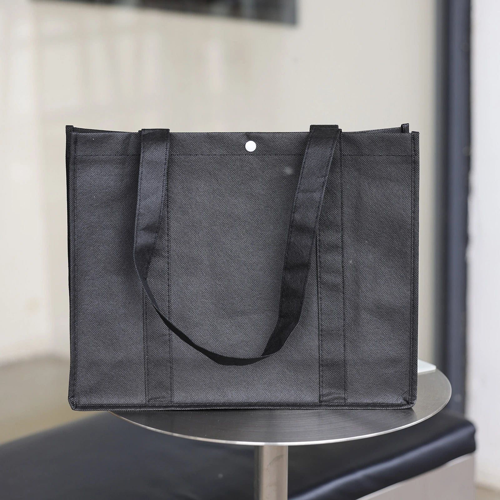 Stitched Non-Woven Tote Bags — 6 Styles — Tote — Solid Black