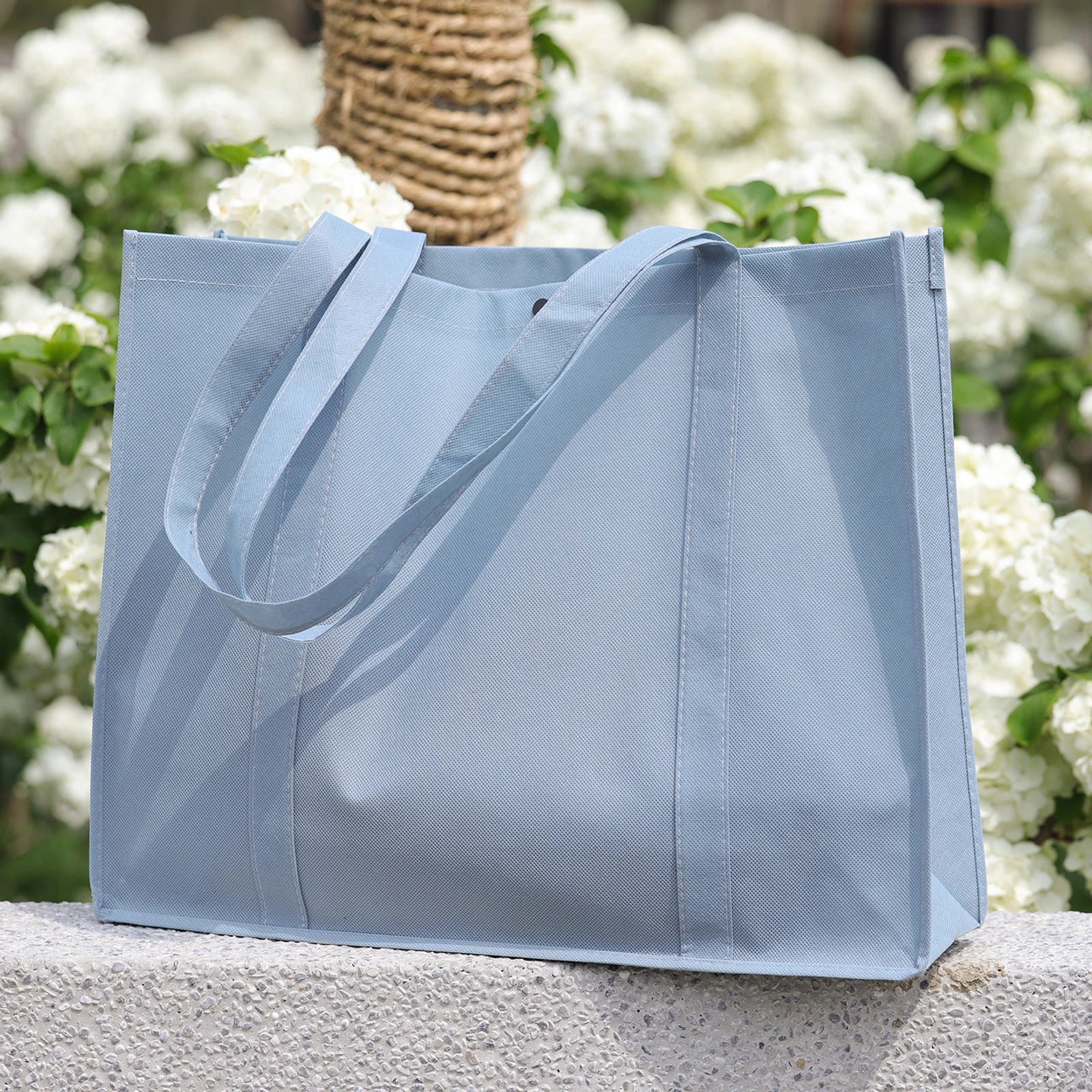 Stitched Non-Woven Tote Bags — 6 Styles — Tote — Solid Blue