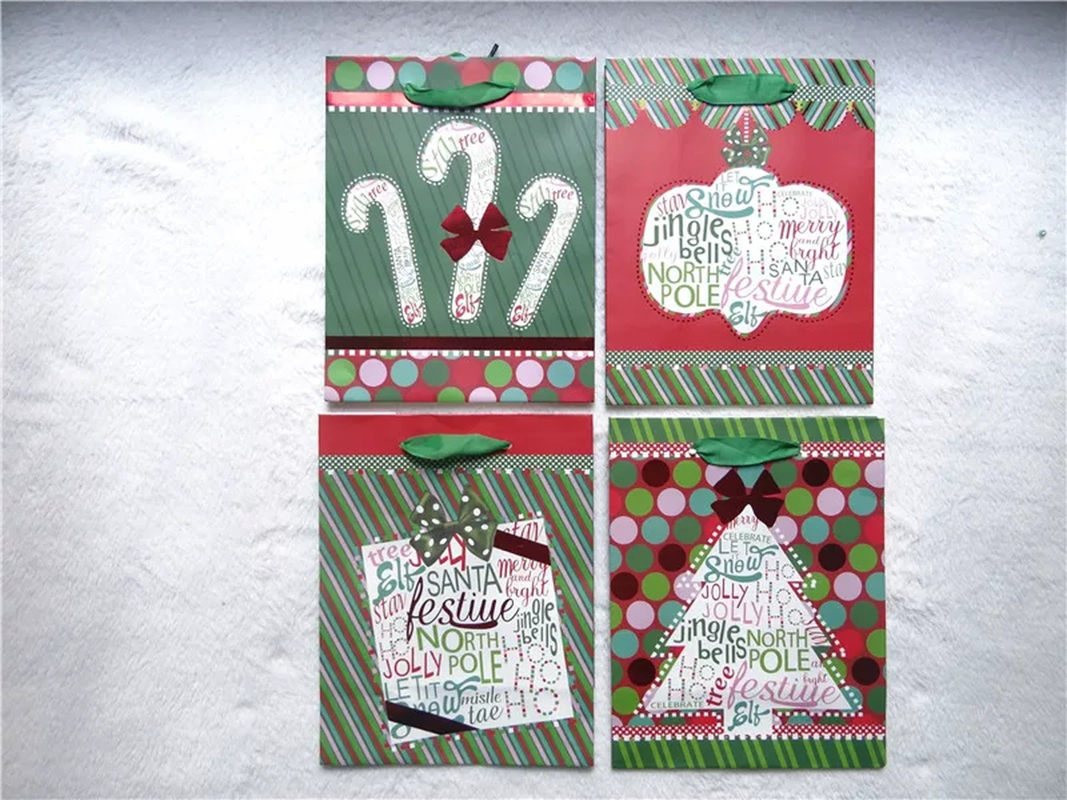Structured Christmas Gift Bags with Carry Handles – product view