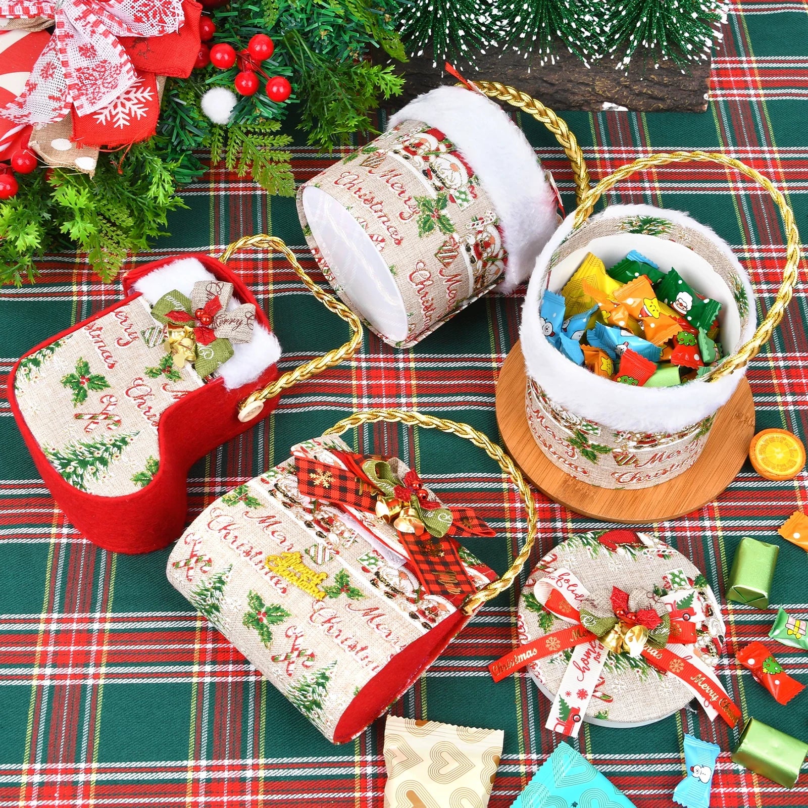 Structured Christmas Gift Containers with Rope Handles – product view 01