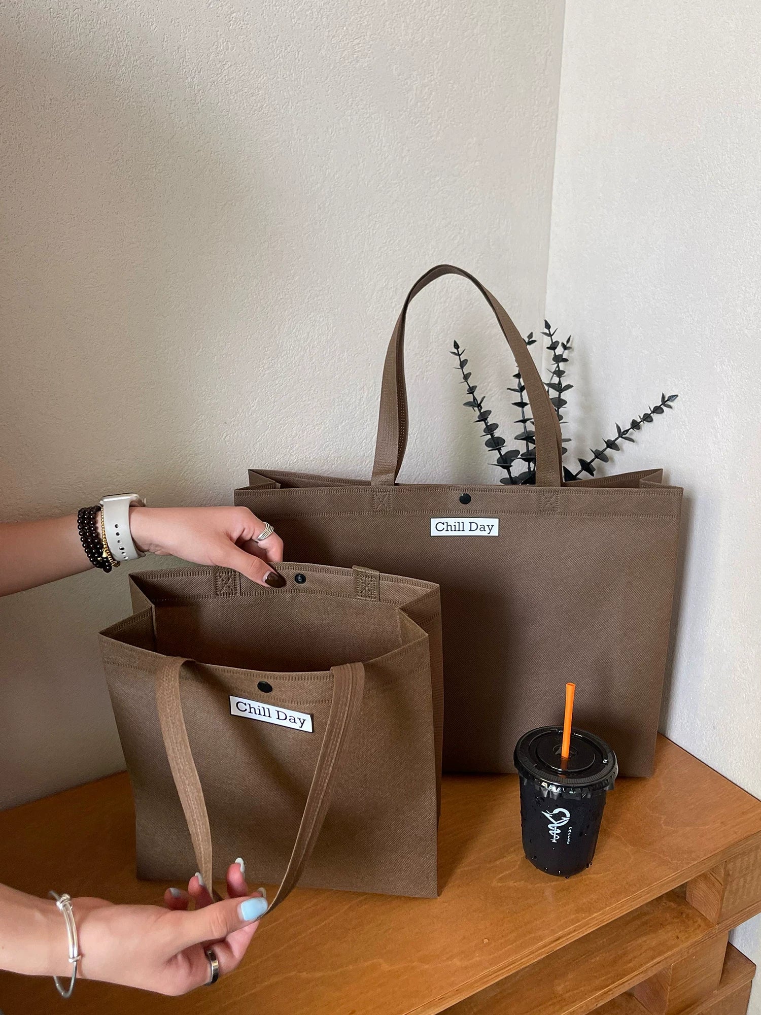 Structured non-woven tote bag size comparison