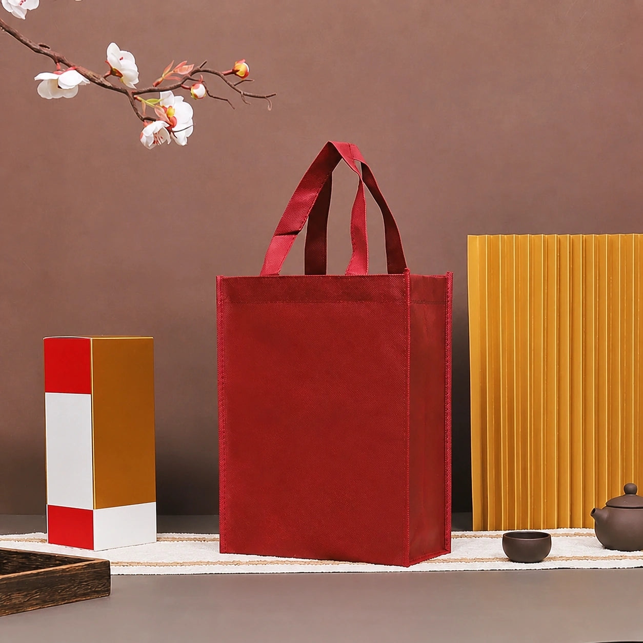 Premium Zippered Wine, Tea & Gift Carrier – 3/5/10 Pack – Maroon – 2 Tall Bottles / 10 Pieces