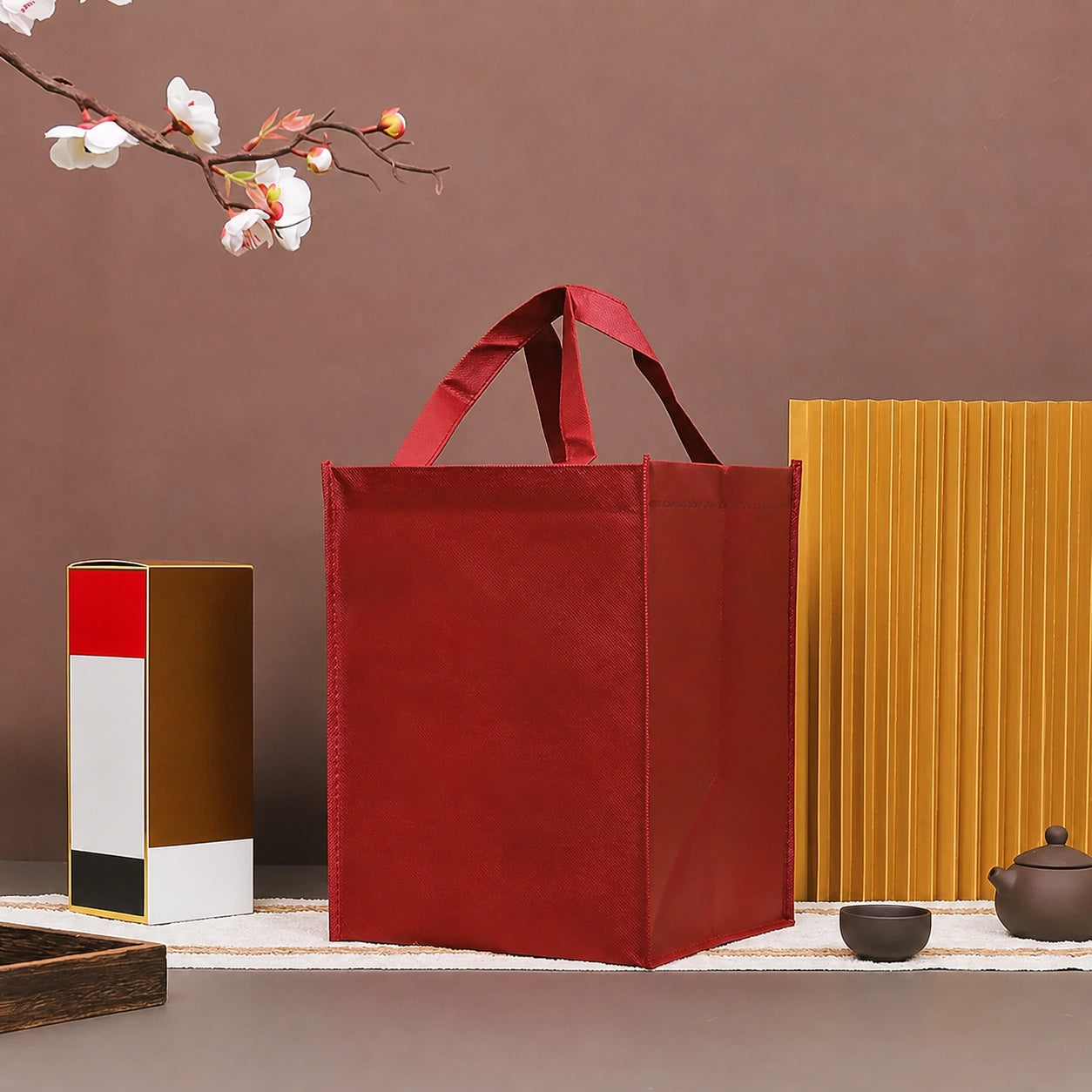 Premium Zippered Wine, Tea & Gift Carrier – 3/5/10 Pack – Maroon – 4 Bottles / 10 Pieces