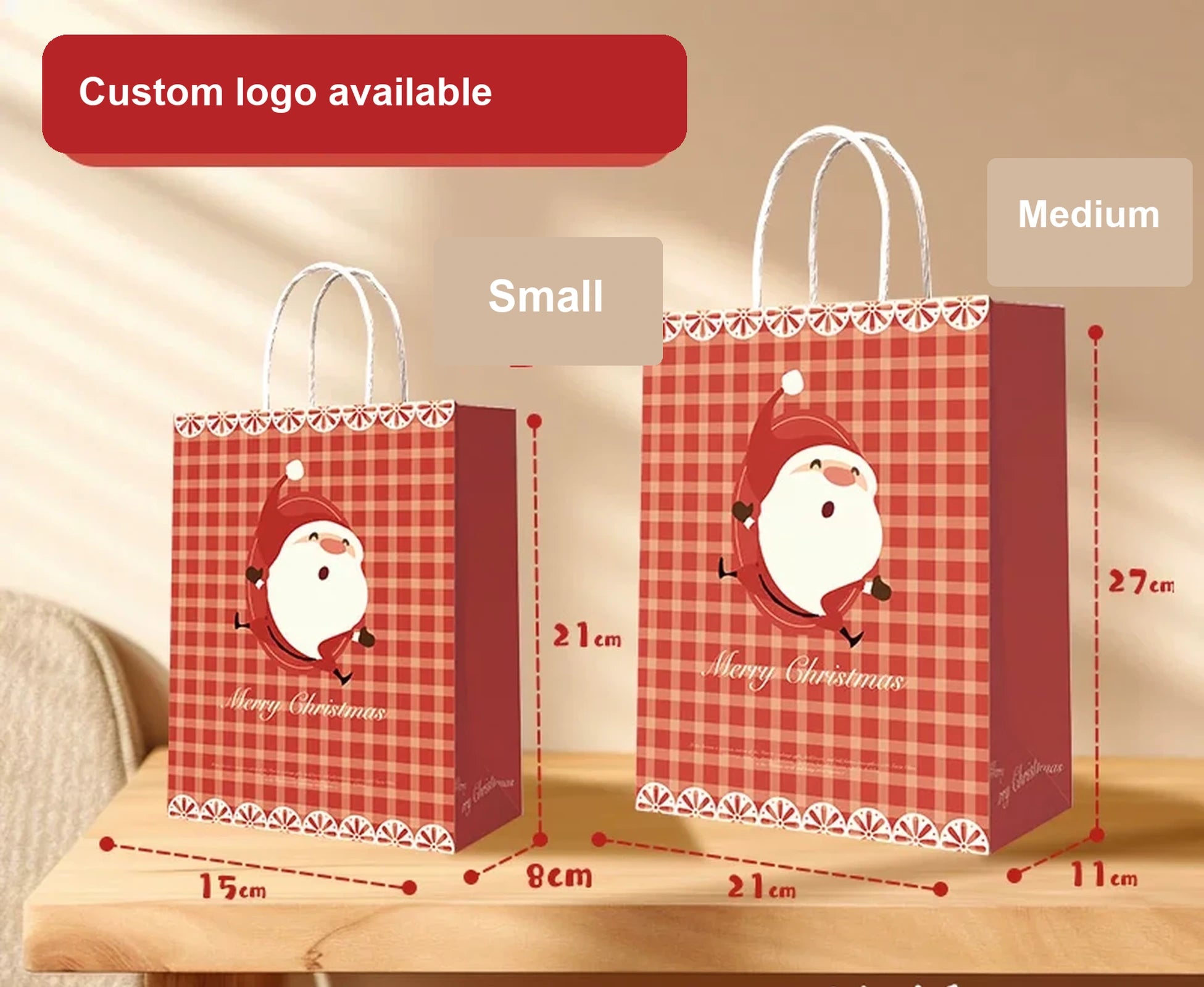 Thick Kraft Christmas Gift Bags with Rope Handles – option 44218566296