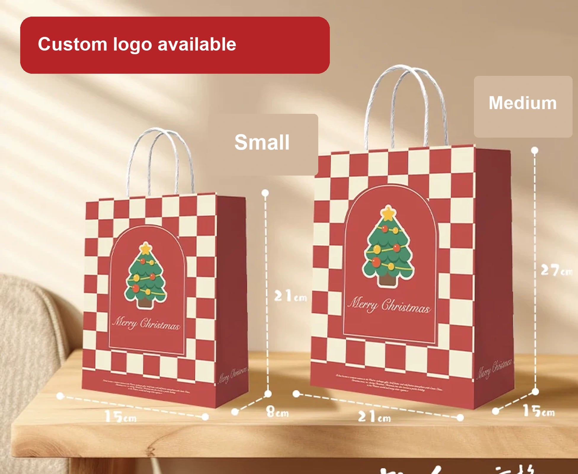 Thick Kraft Christmas Gift Bags with Rope Handles – option 44218566298
