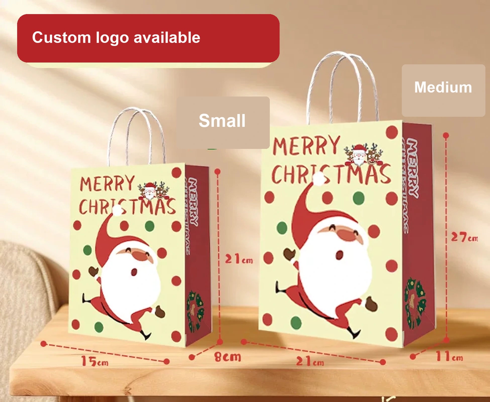 Thick Kraft Christmas Gift Bags with Rope Handles – option 44218566300