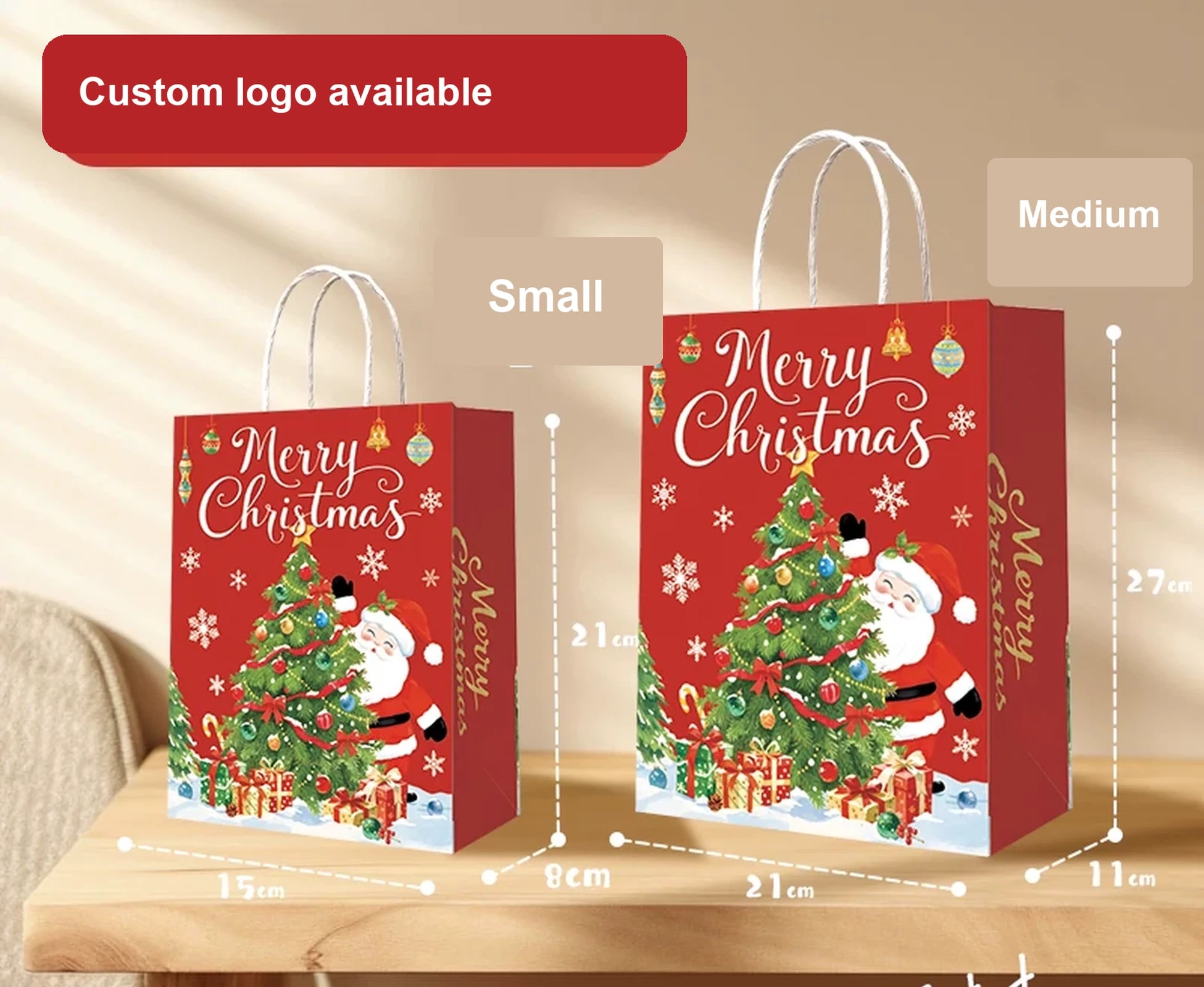 Thick Kraft Christmas Gift Bags with Rope Handles – option 44218572104