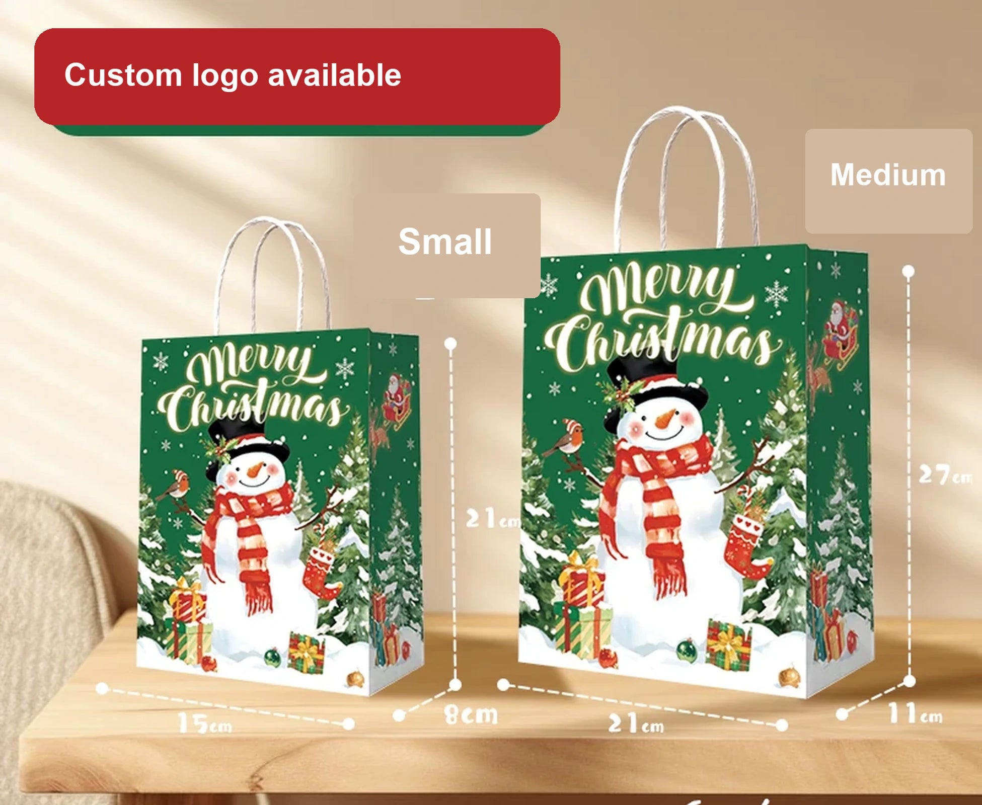 Thick Kraft Christmas Gift Bags with Rope Handles – option 44218572106