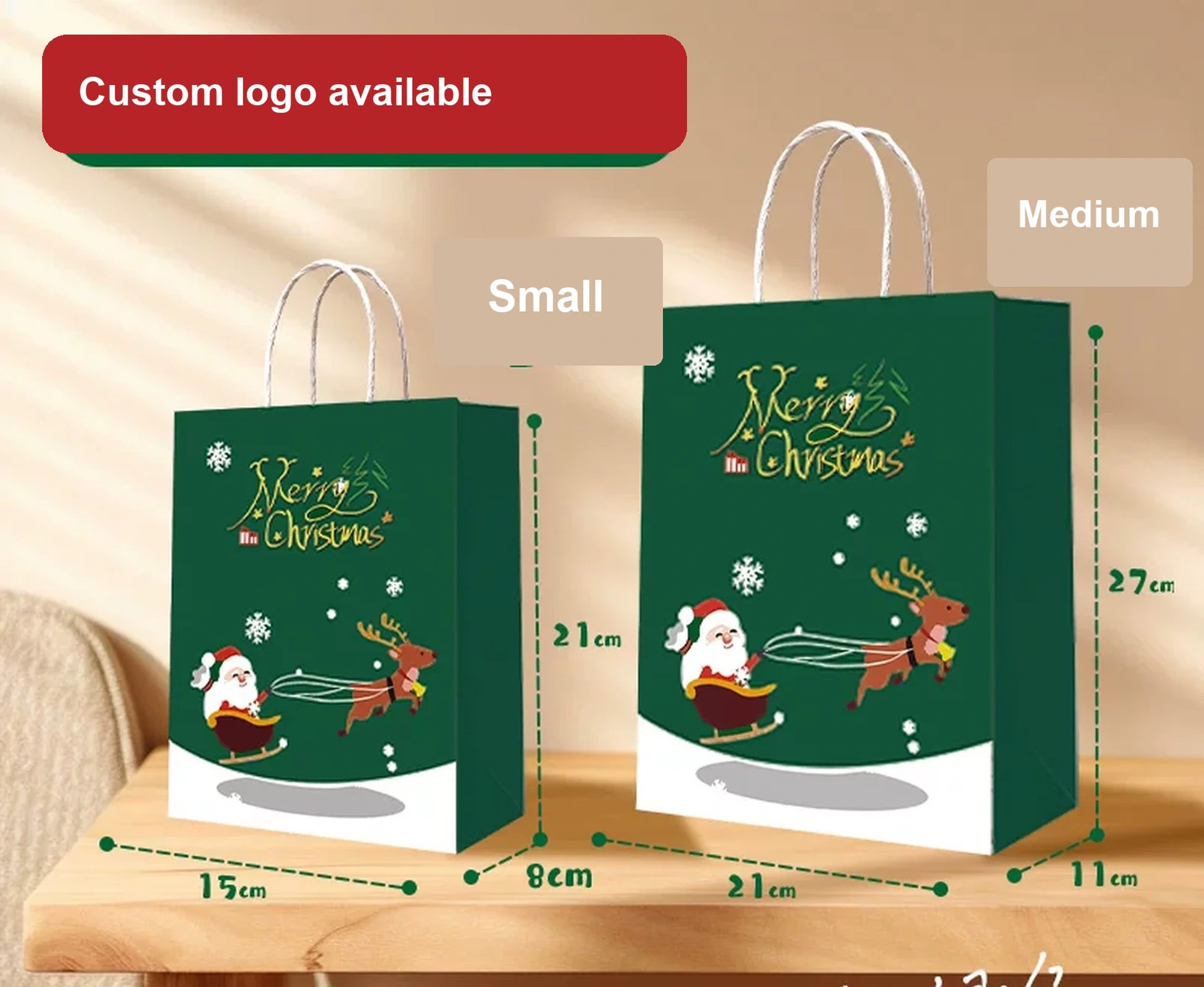 Thick Kraft Christmas Gift Bags with Rope Handles – option 44218572110