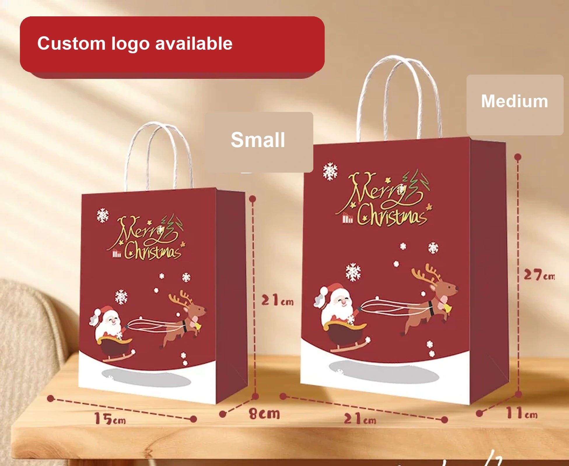 Thick Kraft Christmas Gift Bags with Rope Handles – option 44218572112