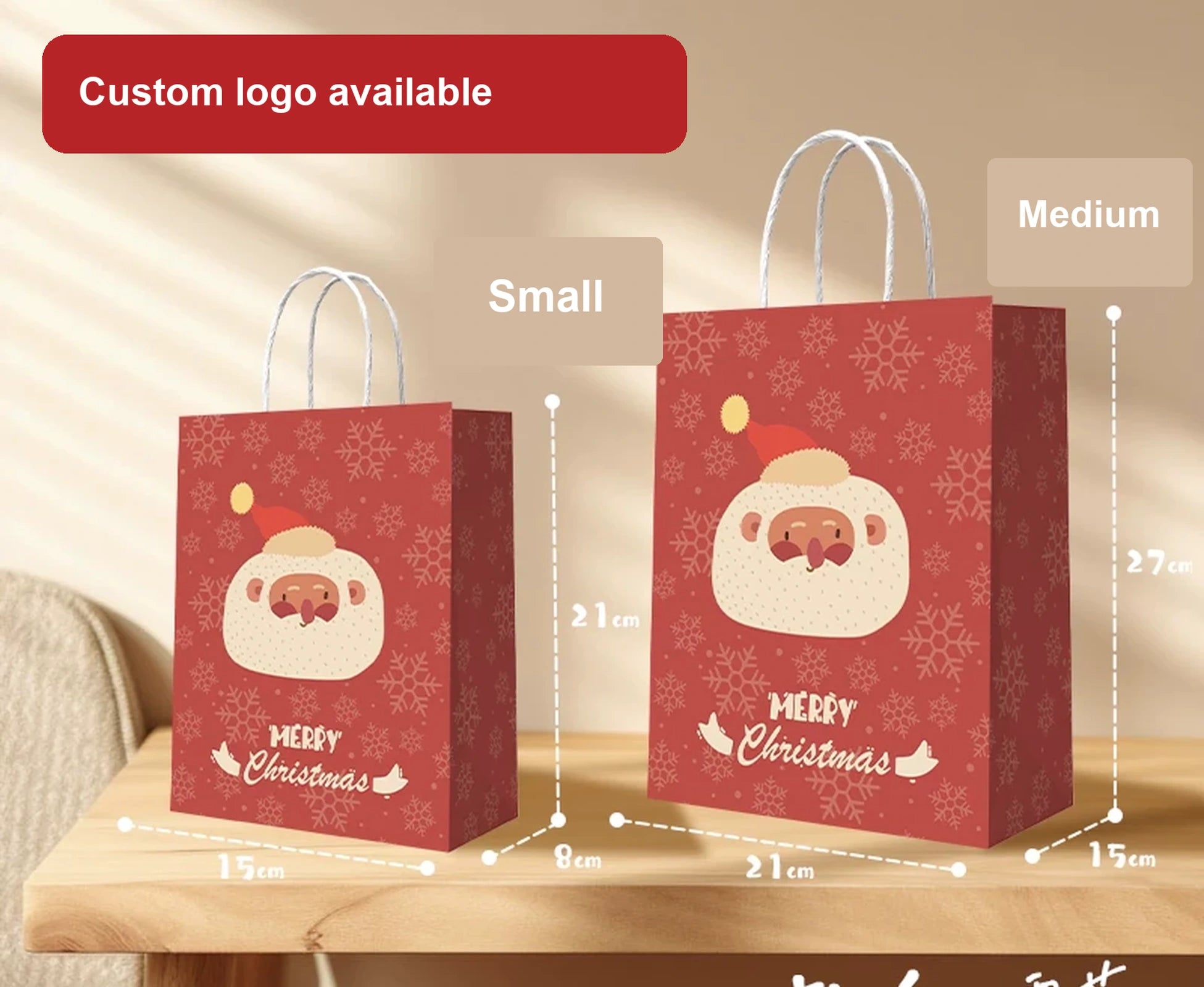 Thick Kraft Christmas Gift Bags with Rope Handles – option 44218572114