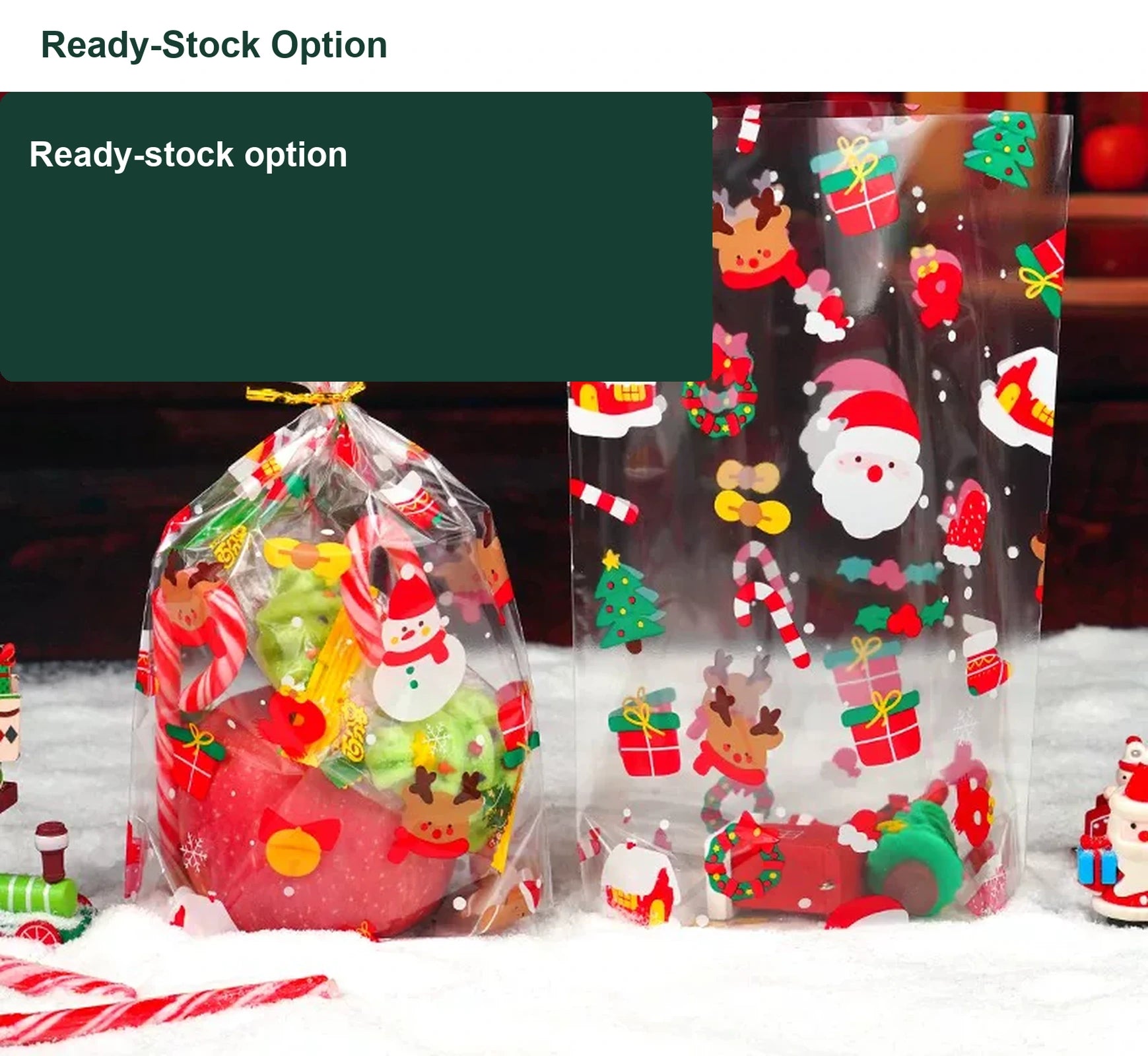 Transparent BOPP Christmas Treat Bags with Tie Closure – option 1