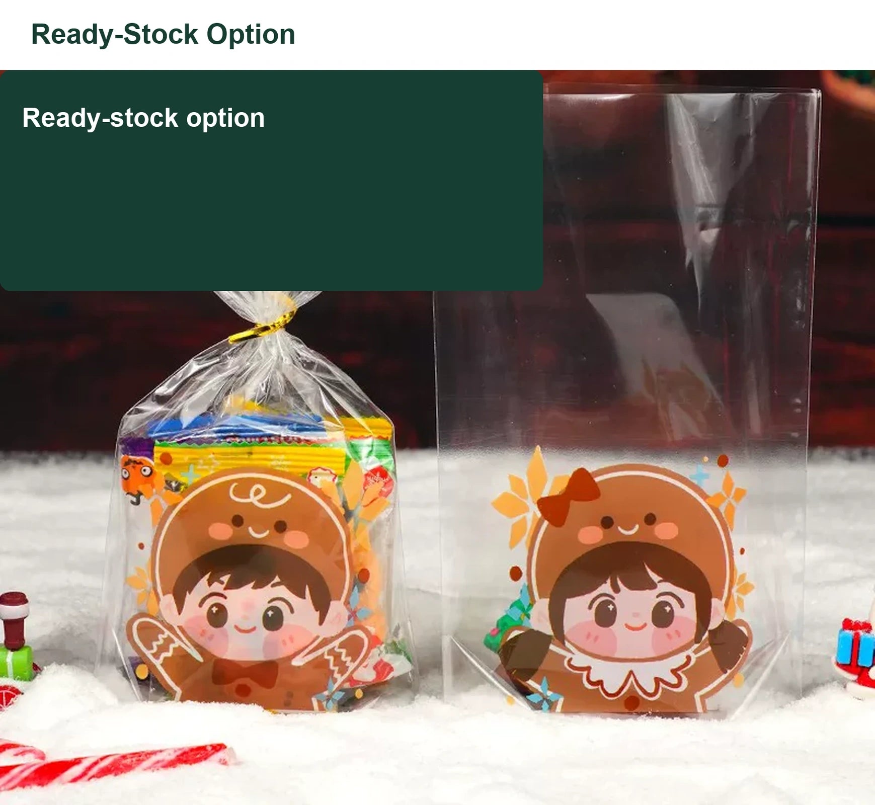 Transparent BOPP Christmas Treat Bags with Tie Closure – option 10