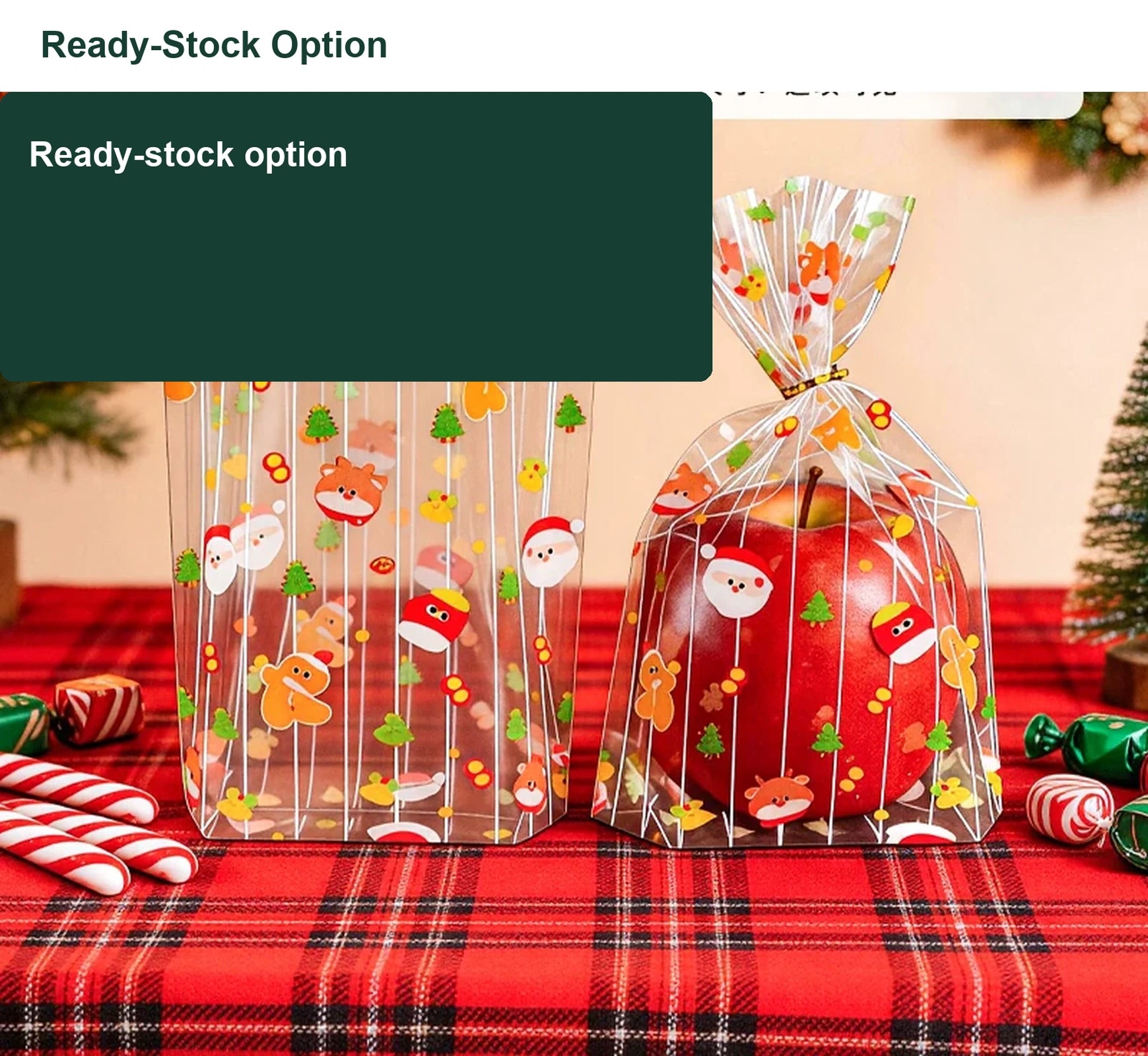 Transparent BOPP Christmas Treat Bags with Tie Closure – option 16