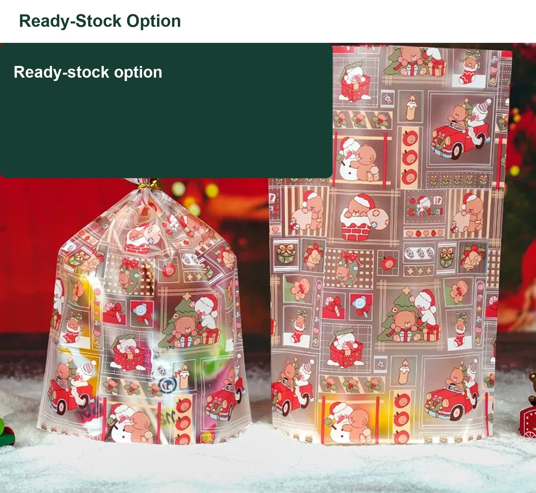 Transparent BOPP Christmas Treat Bags with Tie Closure – option 7