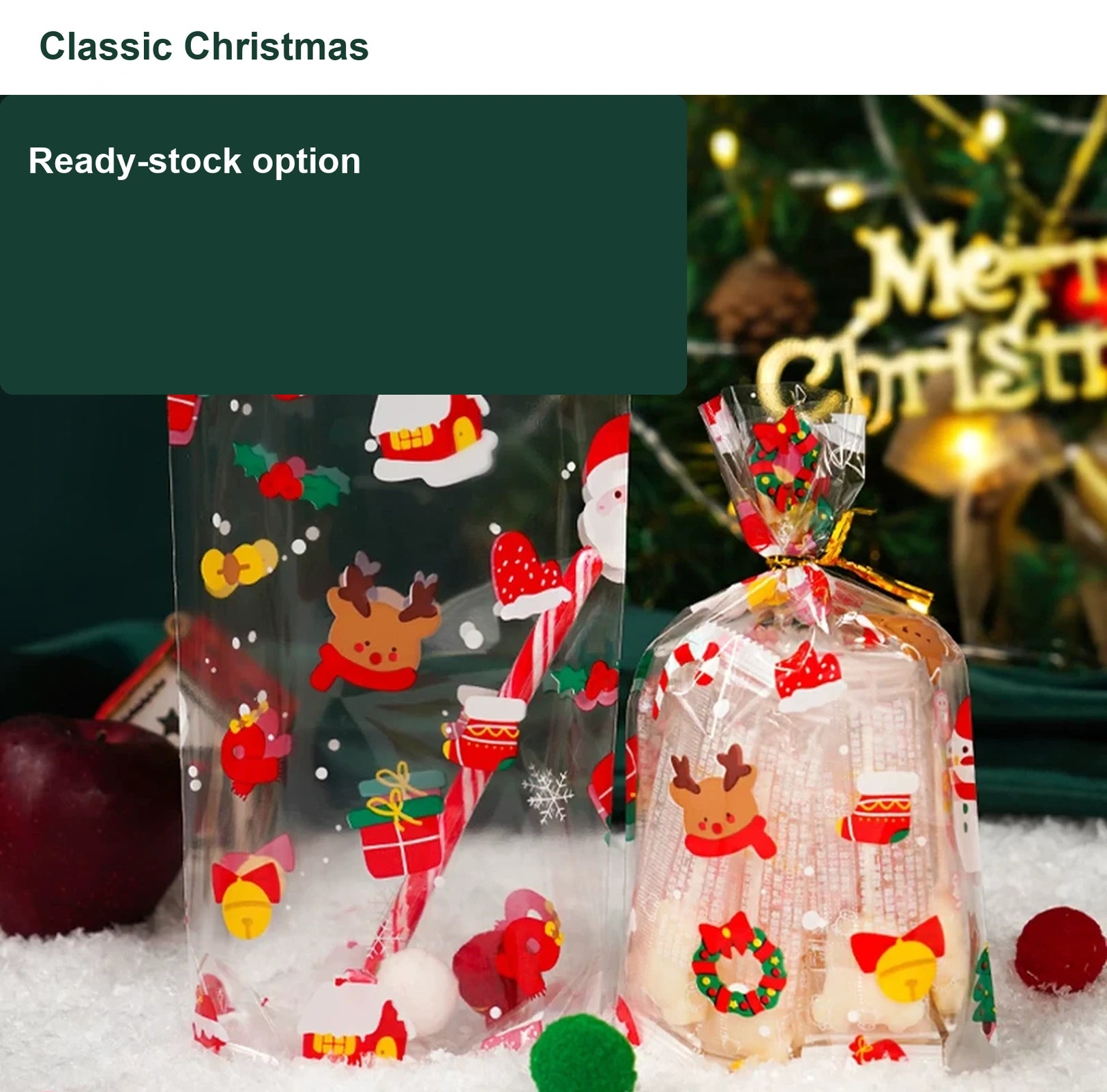 Transparent OPP Christmas Gift Bags with Tie Closure – option 200246855