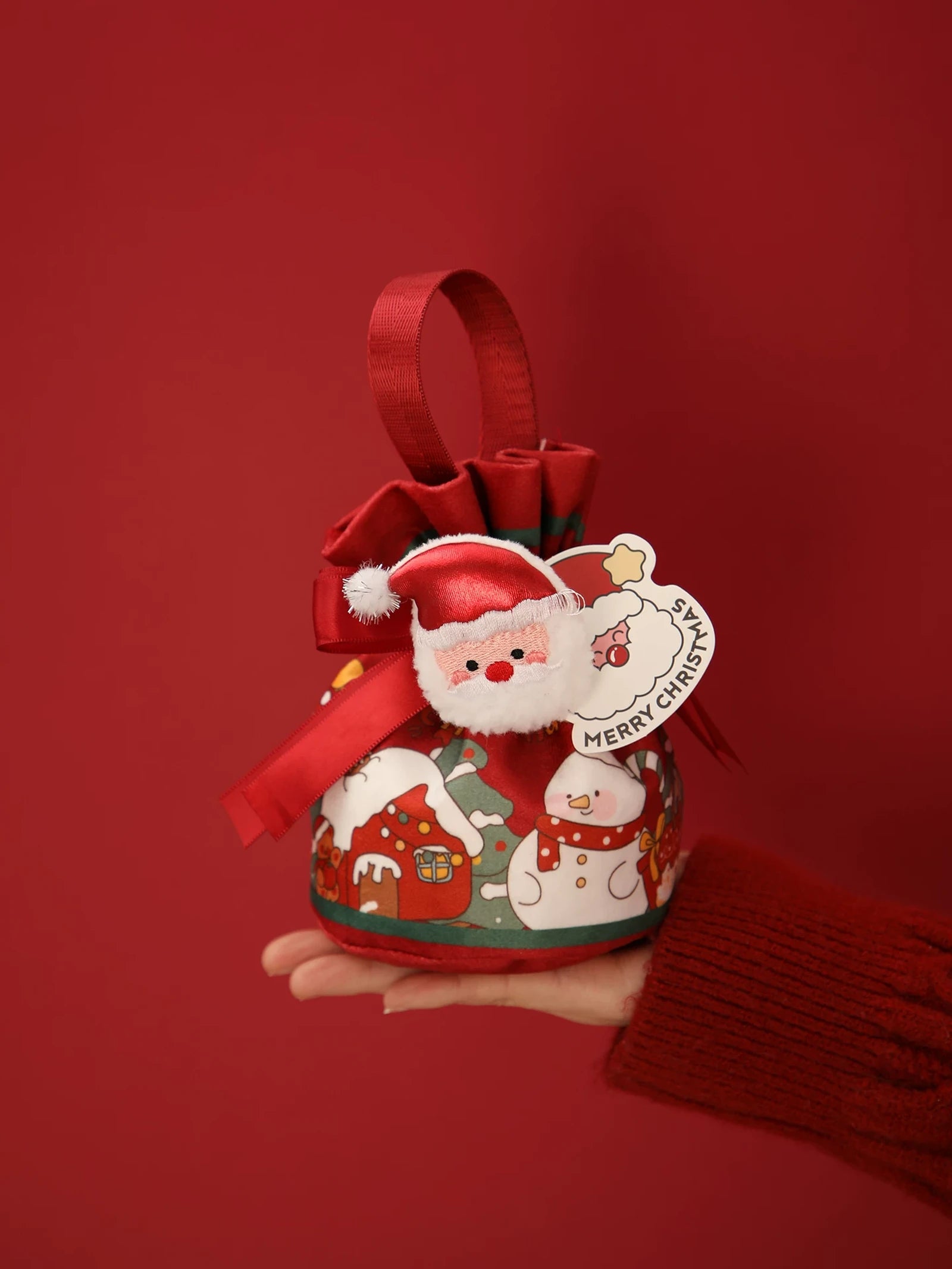 Velvet Christmas Drawstring Gift Bags – product view
