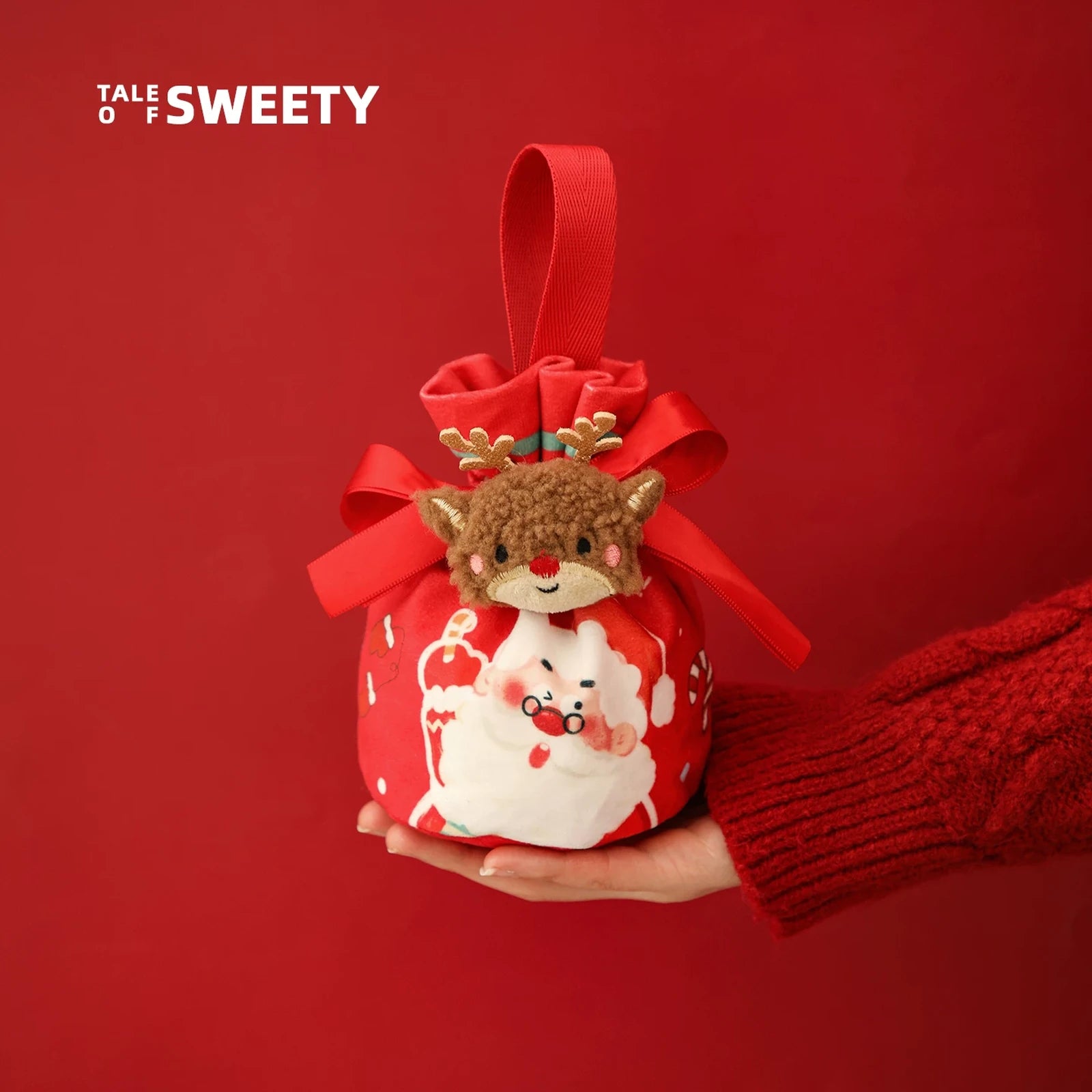 Velvet Christmas Drawstring Gift Bags – product view