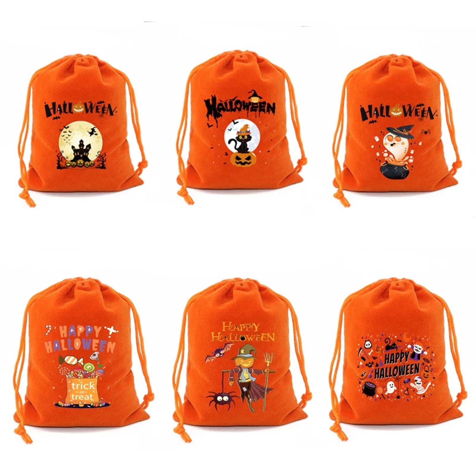 Velvet Drawstring Halloween Treat Pouches