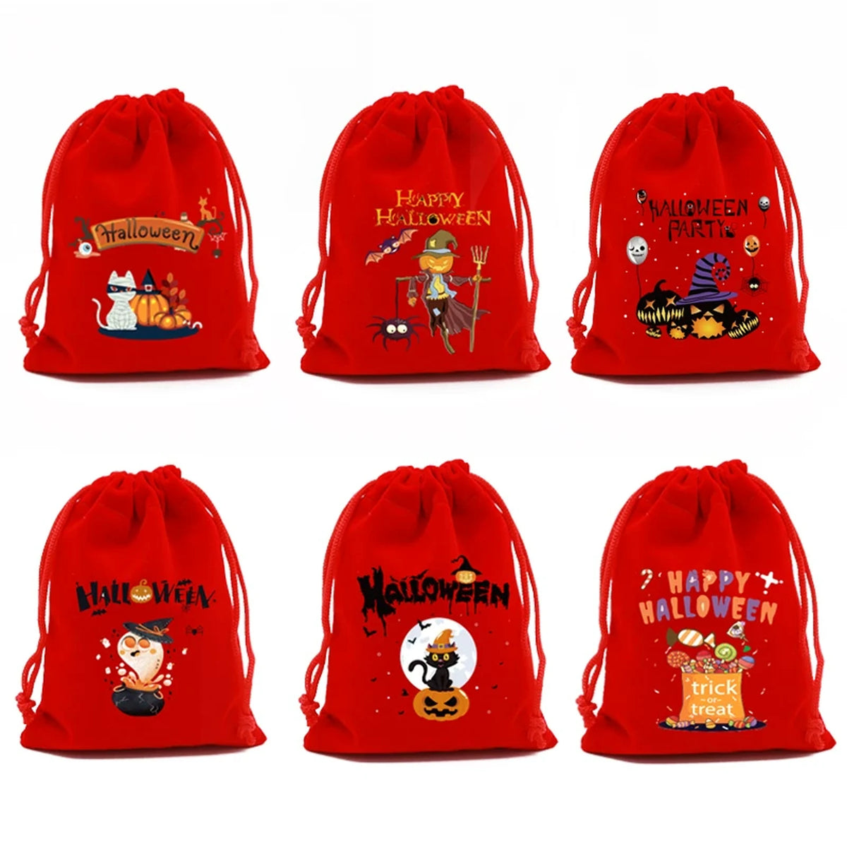 Velvet Drawstring Halloween Treat Pouches