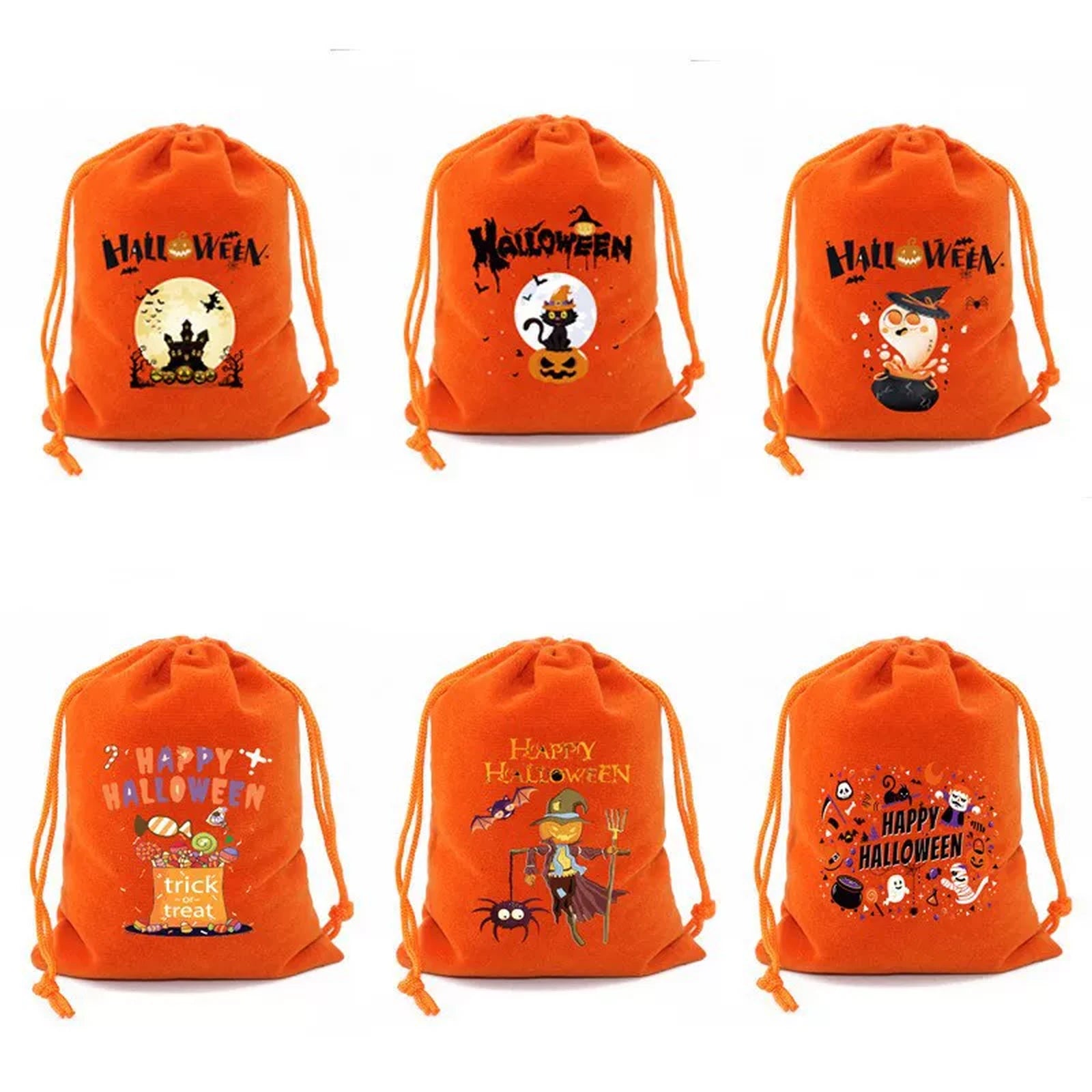 Velvet Drawstring Halloween Treat Pouches